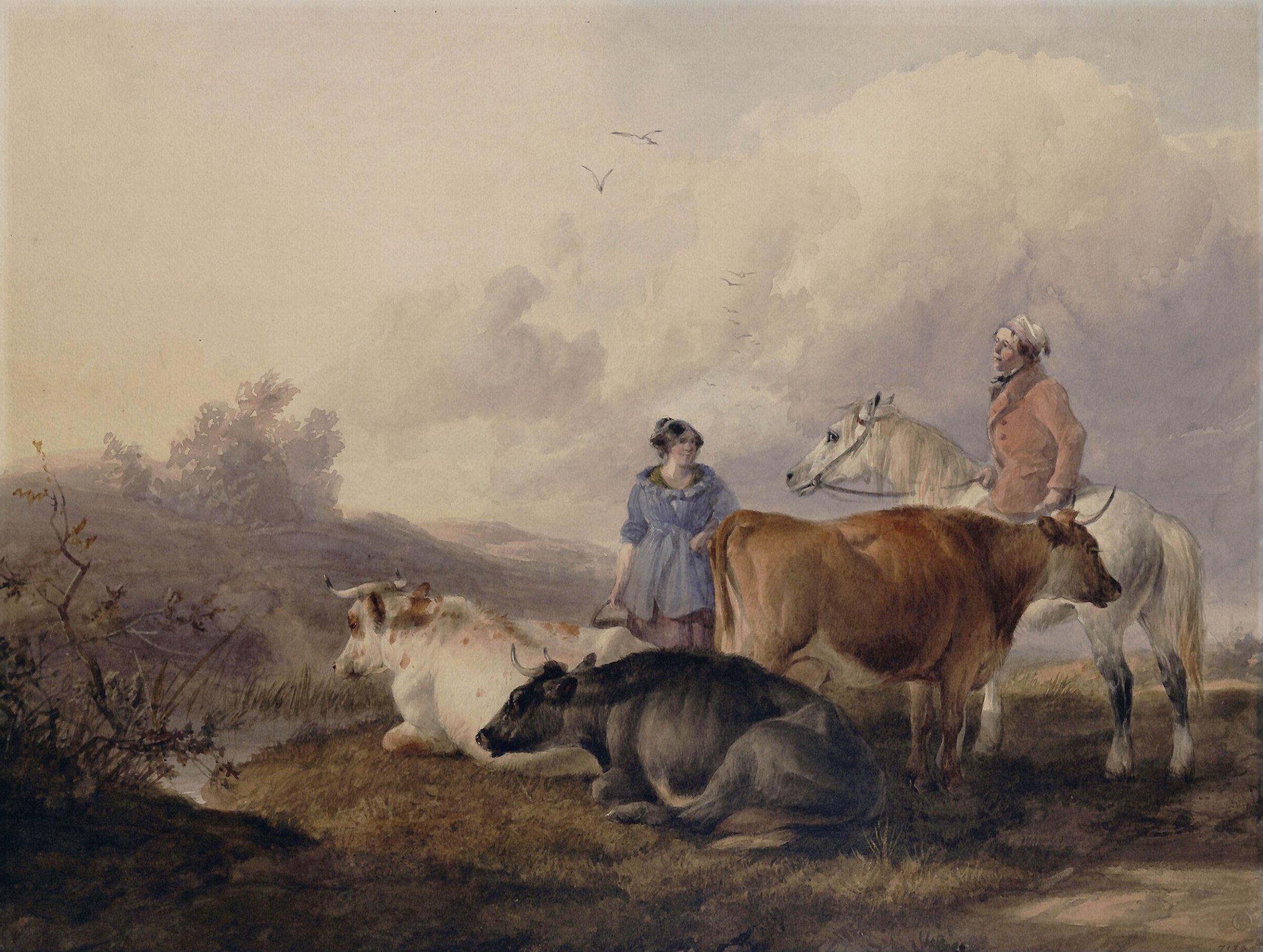 Cattle and Milkmaid, Thomas Sidney Cooper, mid 19th century