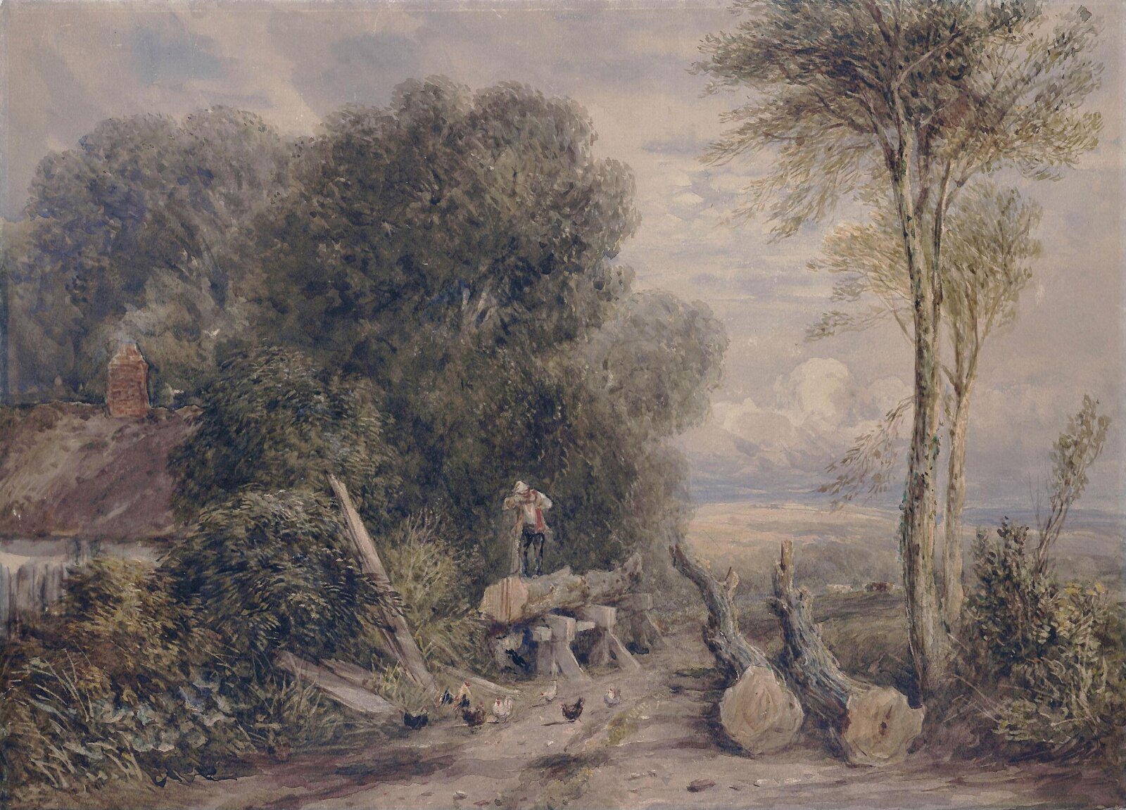 The Saw-Pit, David Cox the elder, ca. 1800-59
