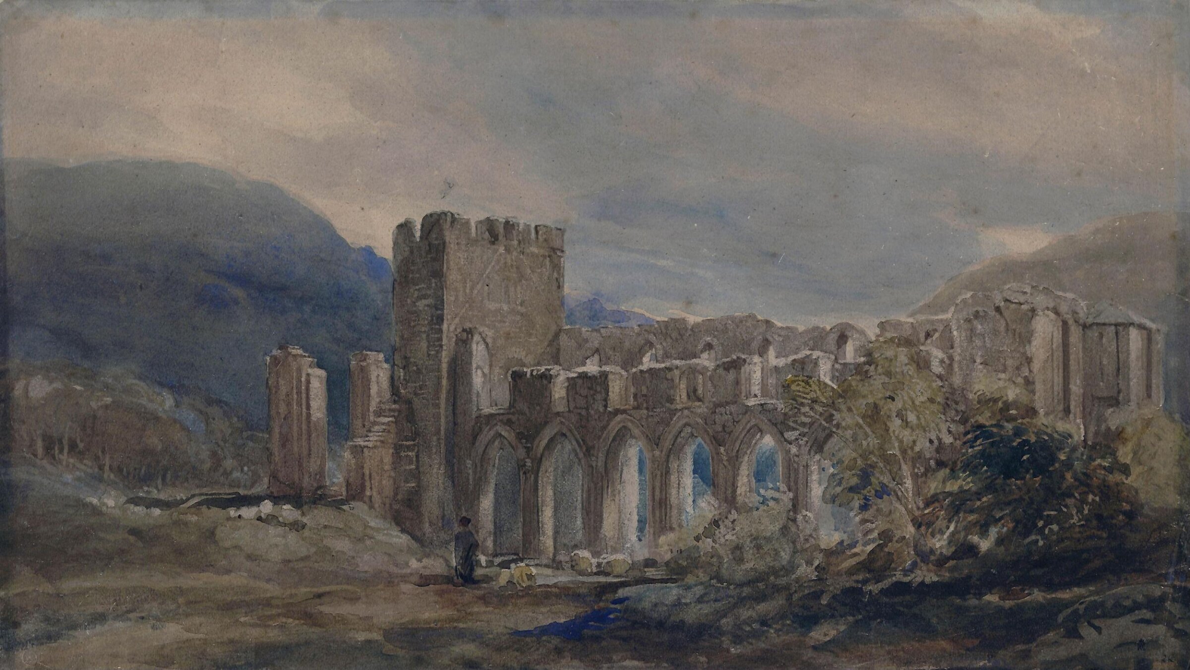 Llanthony Abbey, Monmouthshire, David Cox the elder, 1800-59