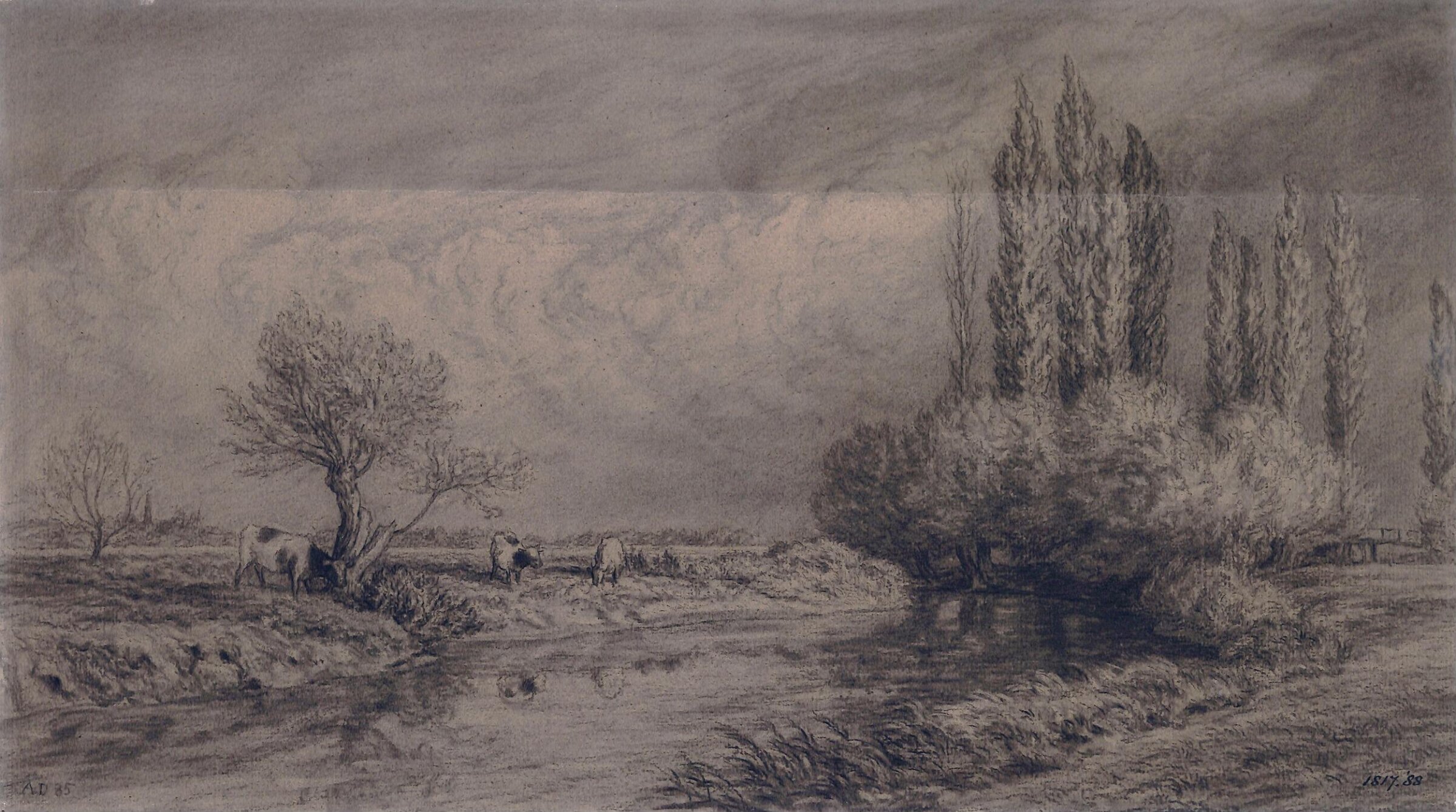 Landscape with river and cattle, Arthur Ditchfield, 1885