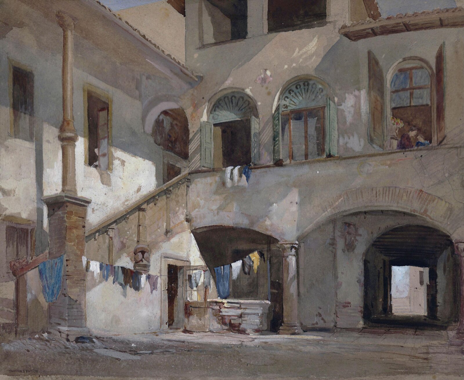 An Italian Courtyard, Lawrence Barnett Phillips, ca. 1860-1922