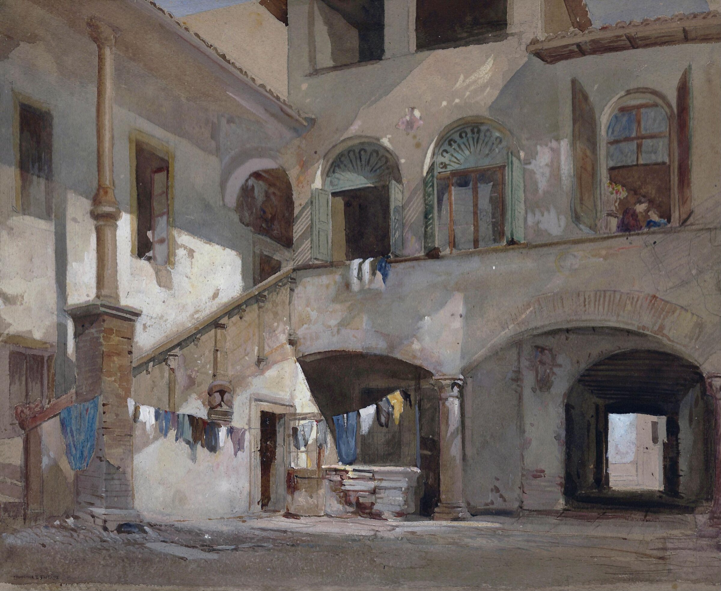 An Italian Courtyard, Lawrence Barnett Phillips, ca. 1860-1922