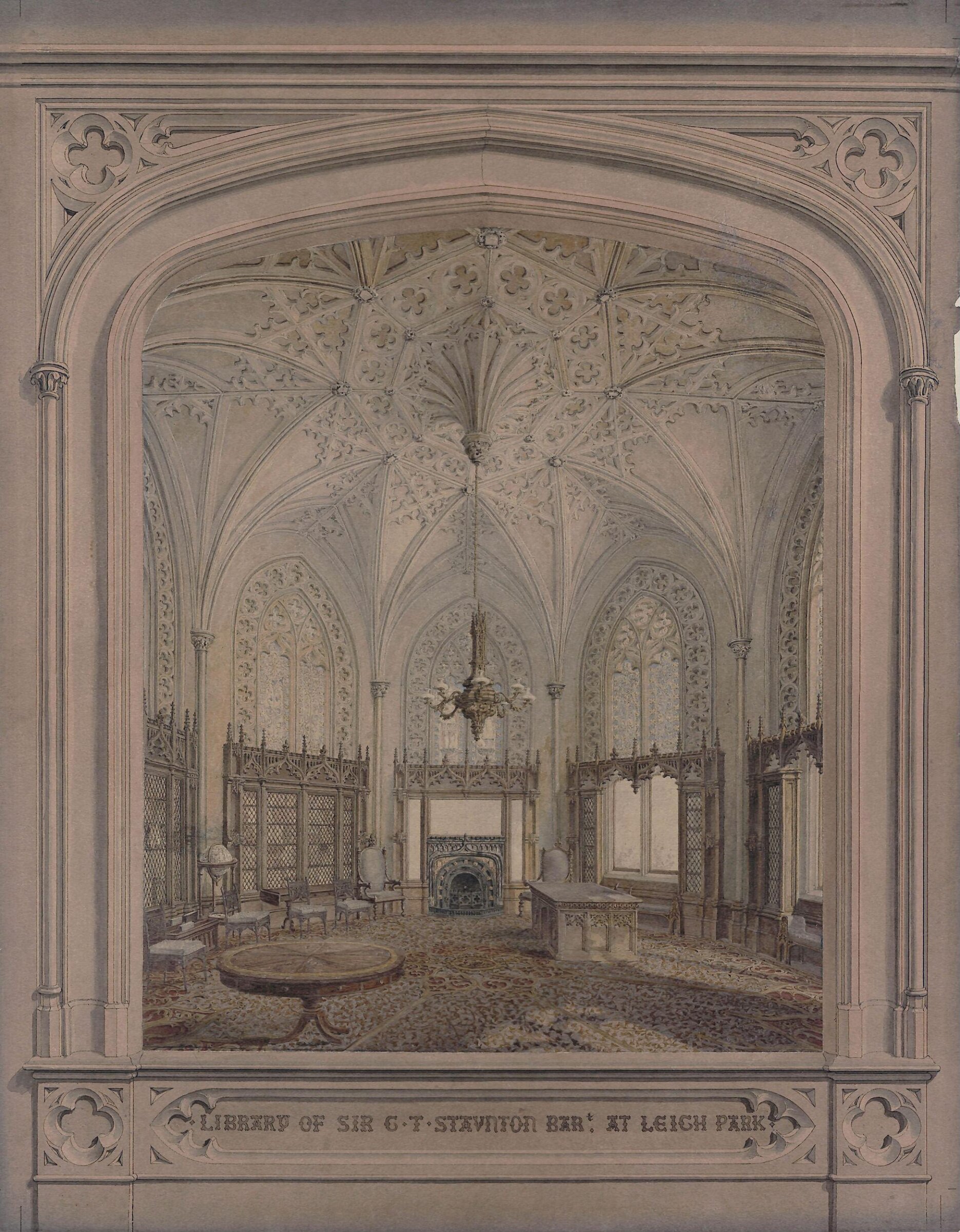 Library of Sir George Thomas Staunton, Bart, at Leigh Park, Lewis Vulliamy, 1833