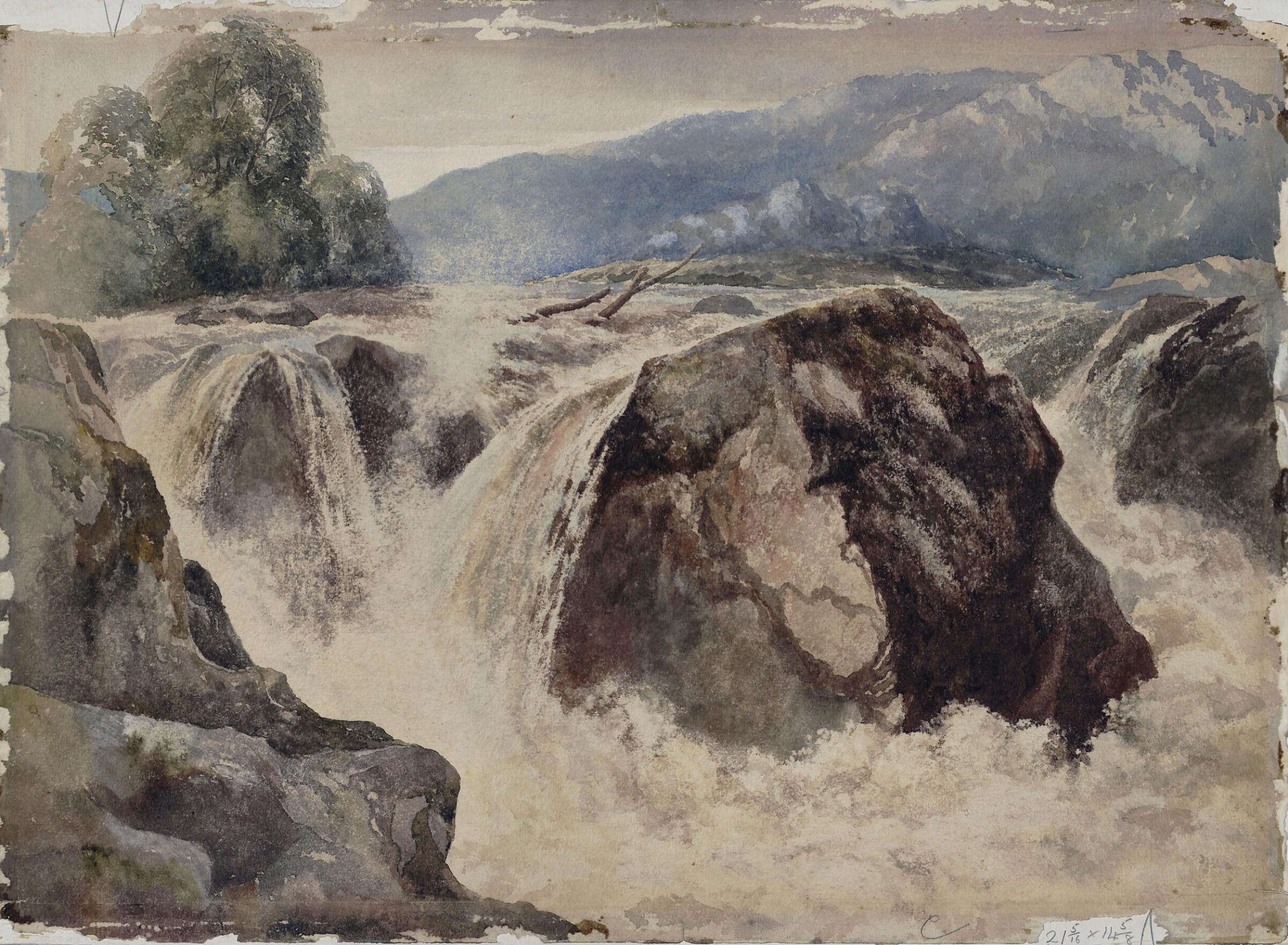 A Waterfall, Sheldon Burrows Adams, ca. 1860