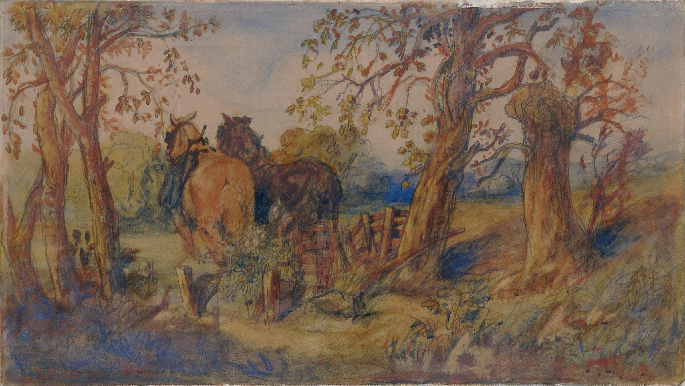 Horses in a Landscape, John Joseph Cotman, 1876