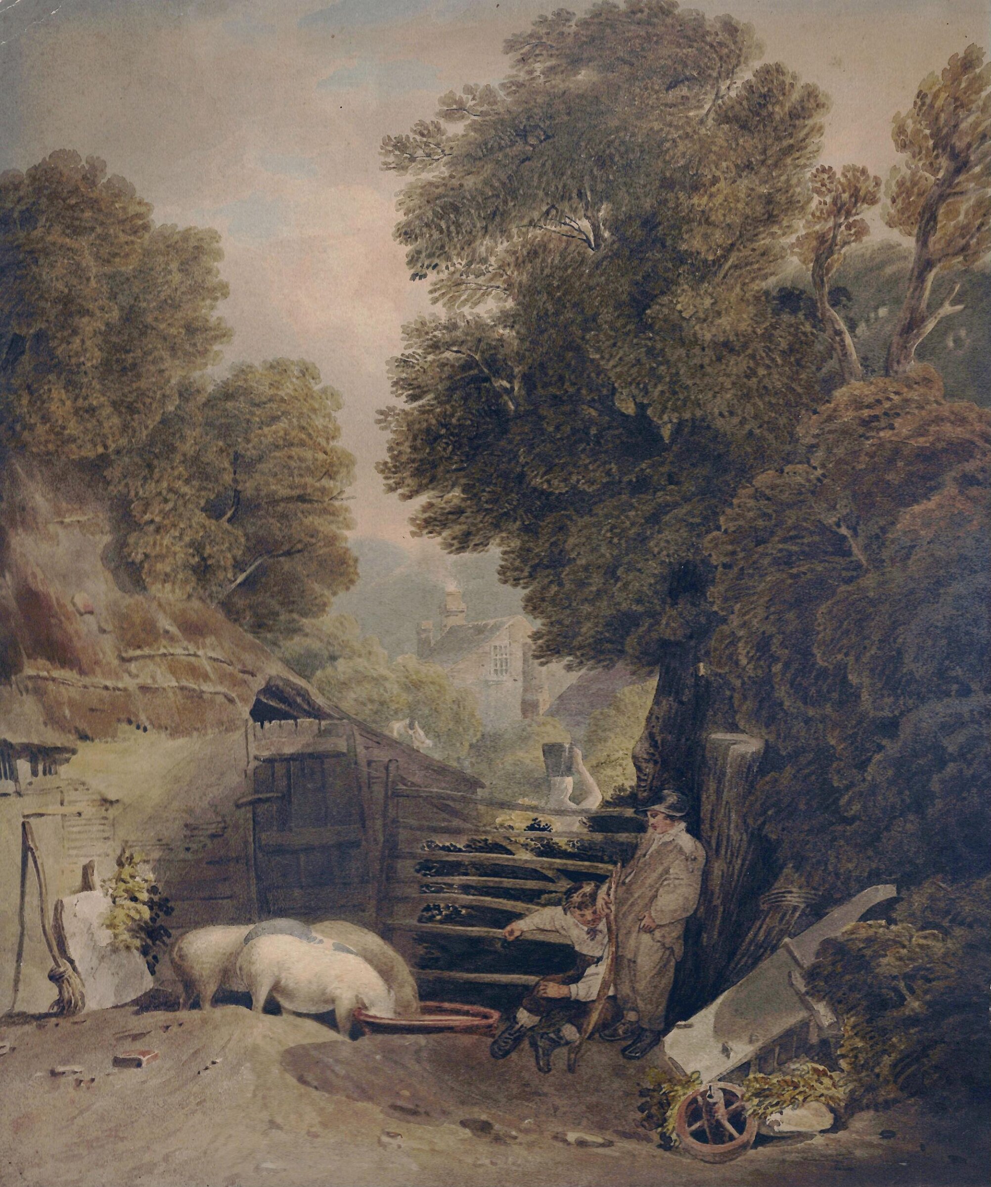 Landscape and Figures : Scene in Windsor Forest, Edmund Dorrell, ca. early 19th century