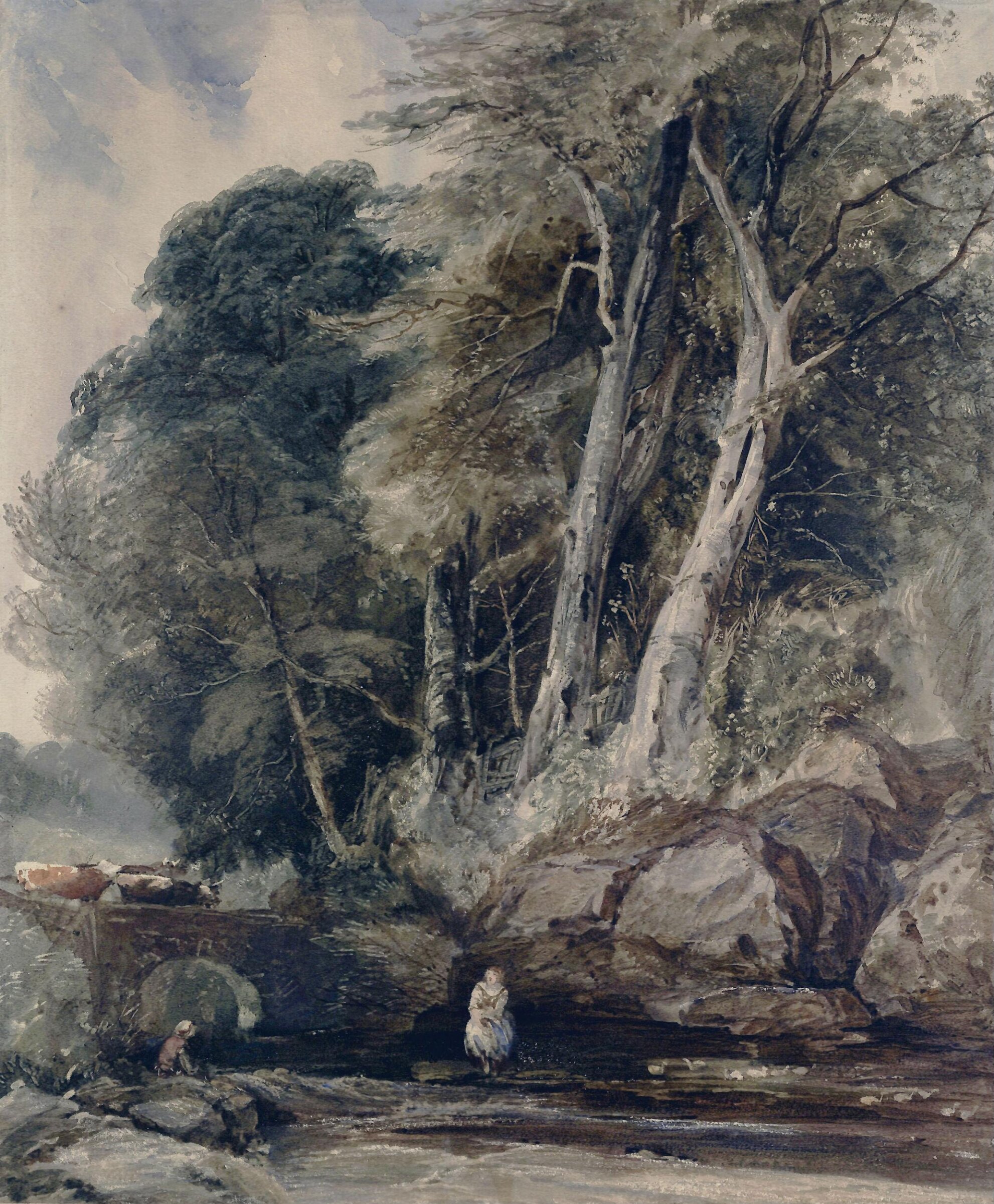 Landscape with Figures and Cattle, William Evans, ca. 1830- ca. 1850