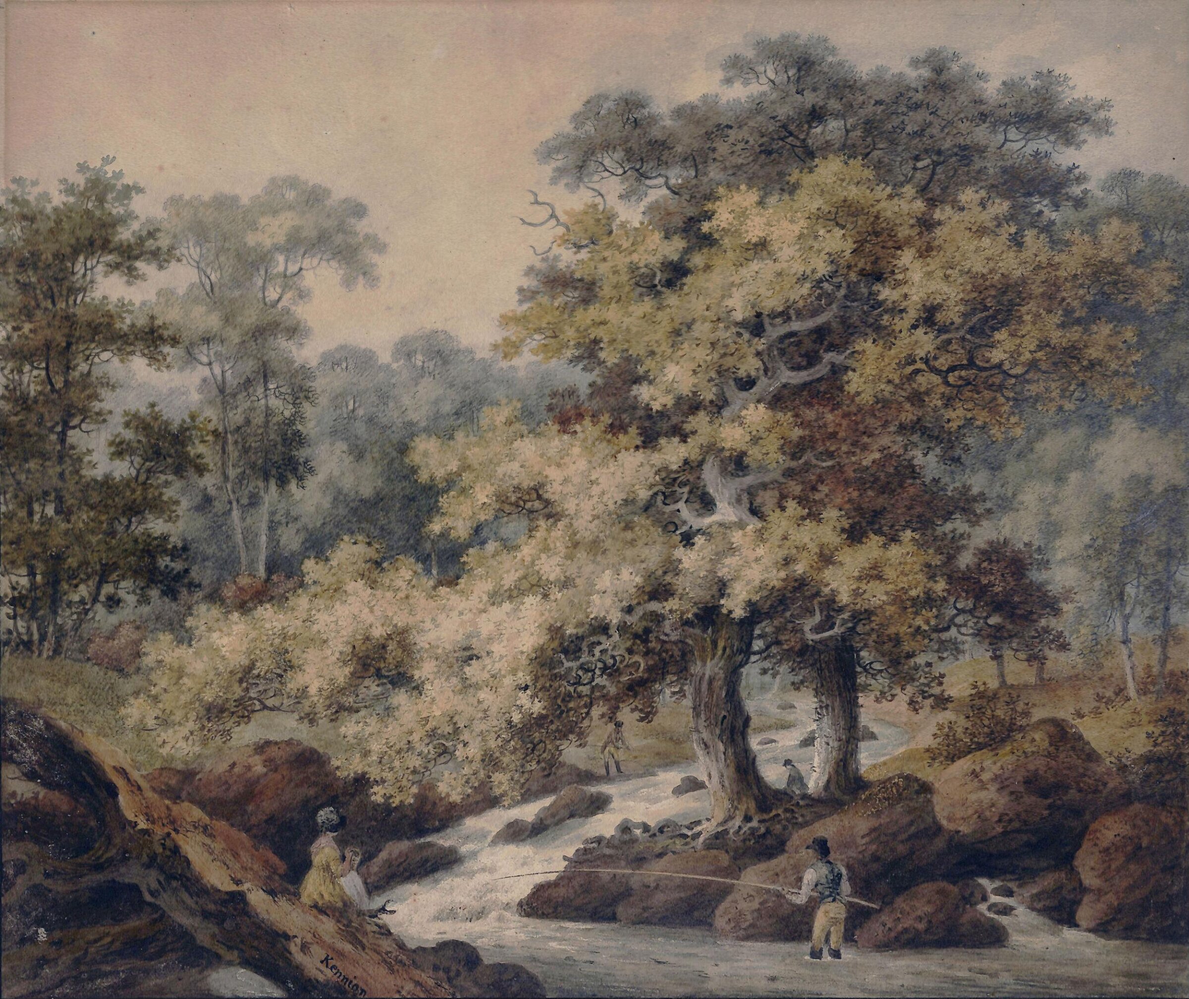 Landscape with Fishermen, Edward Kennion, ca. late 18th century