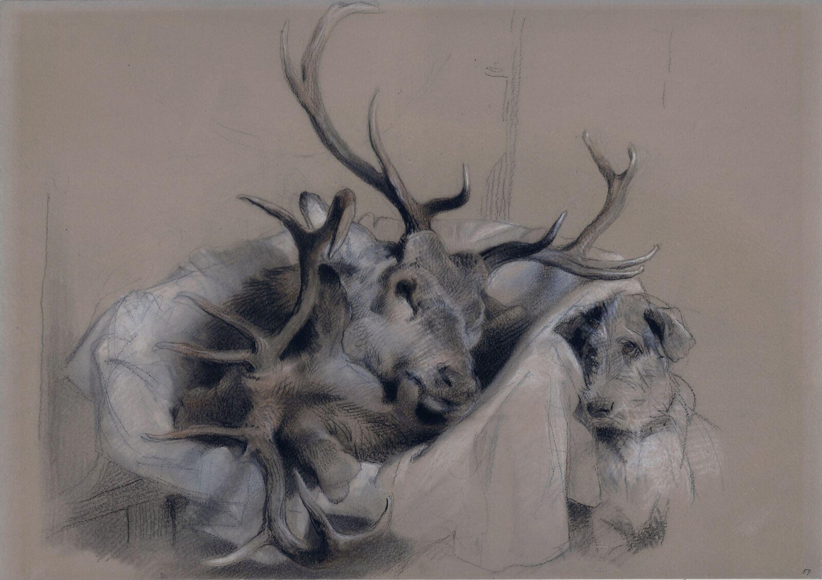 Stag's Heads and Dog, Edwin Landseer, mid 19th century
