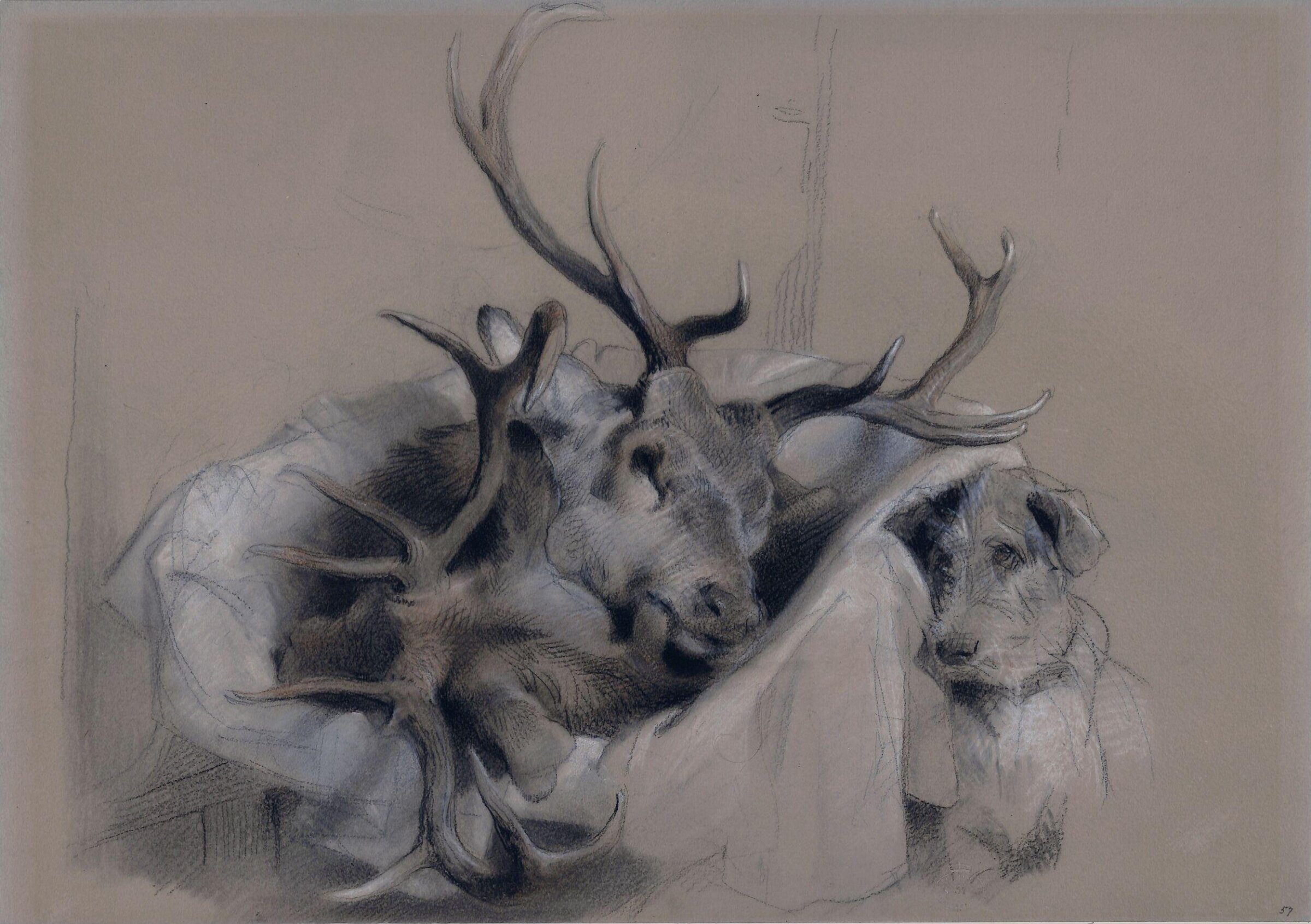 Stag's Heads and Dog, Edwin Landseer, mid 19th century