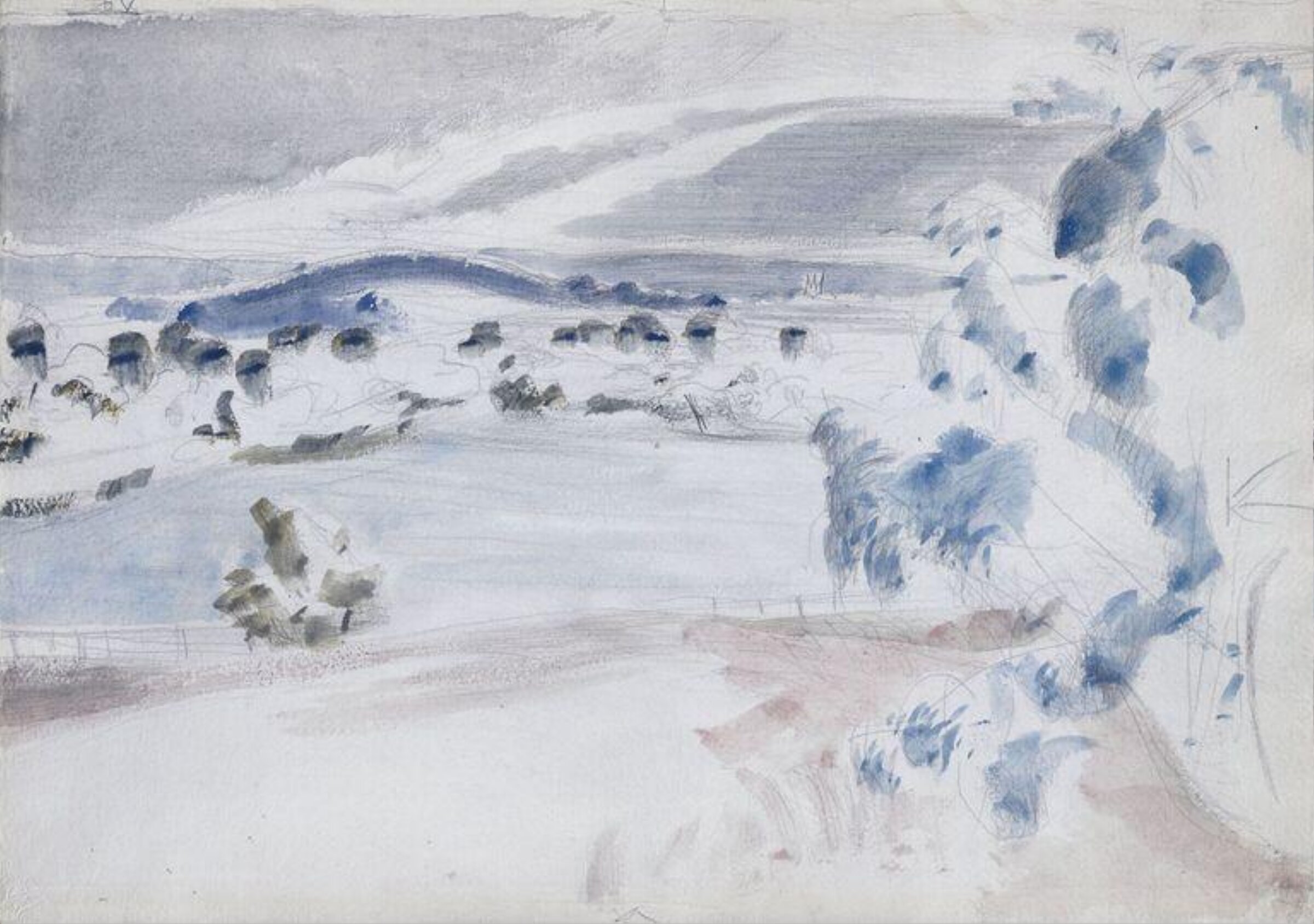 Landscape study II, Isle of Wight, Paul Nash, 1946