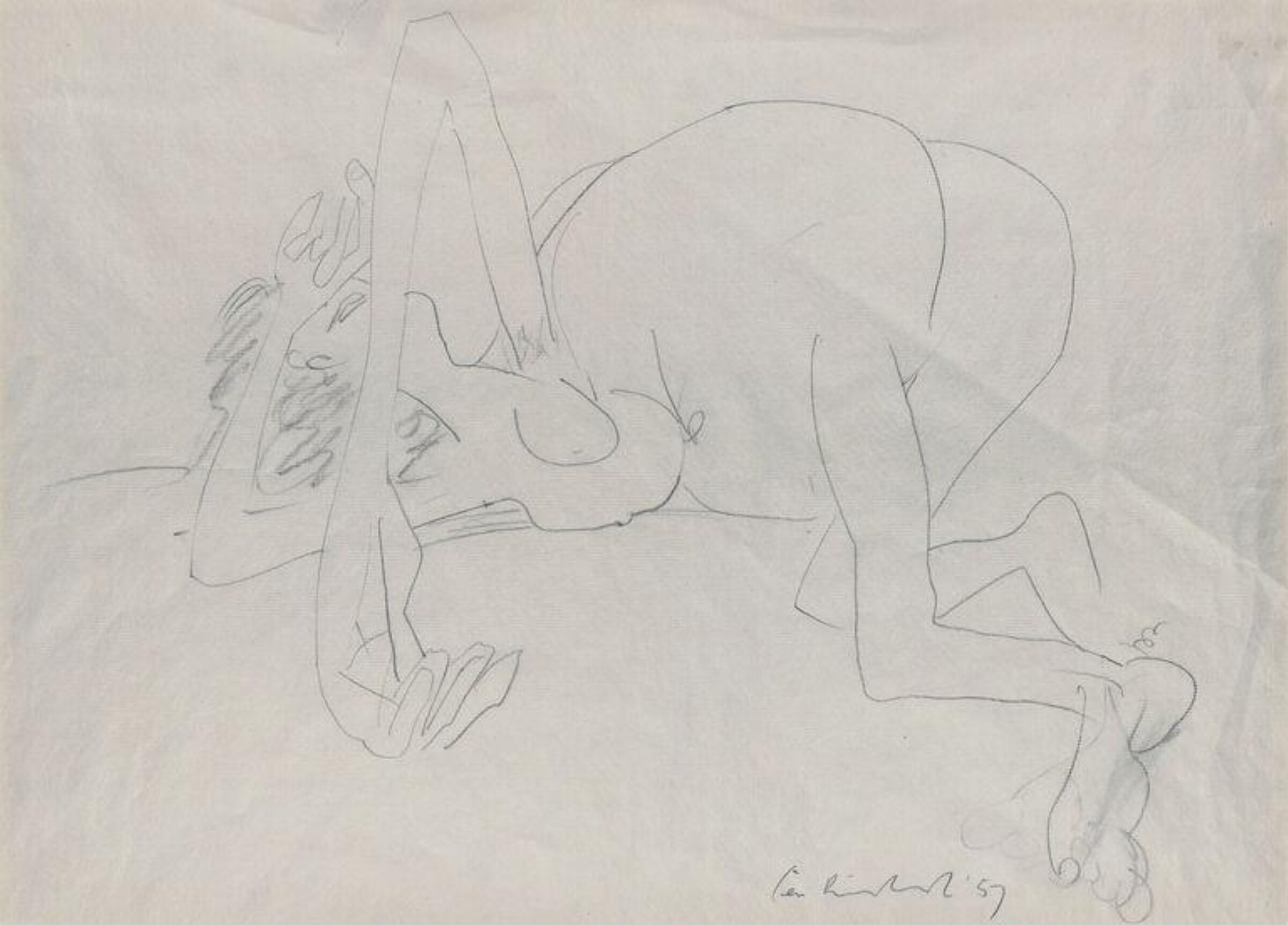 Study of reclining female nude, Ceri Richards, 1957