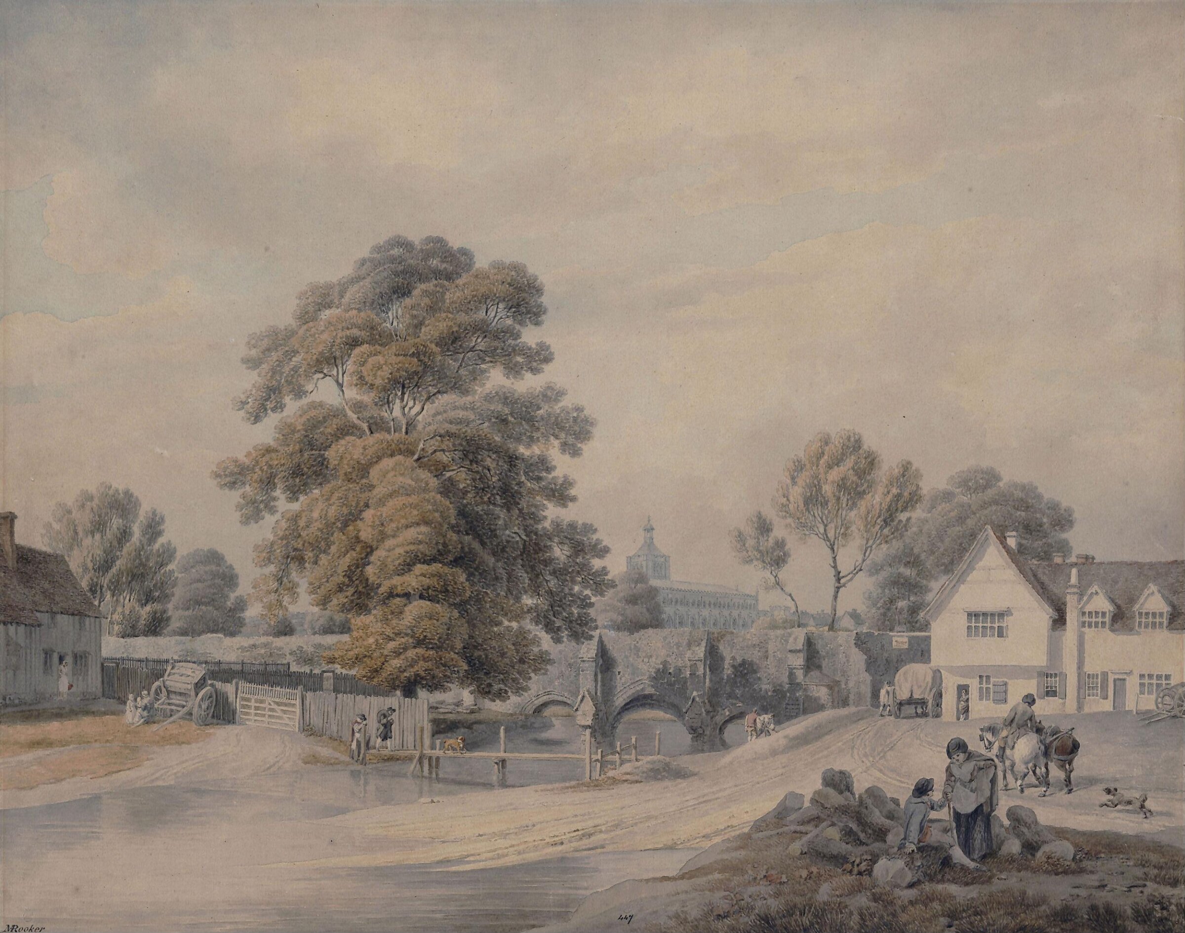 Abbot's Bridge, Bury St. Edmunds, Rooker, 1795