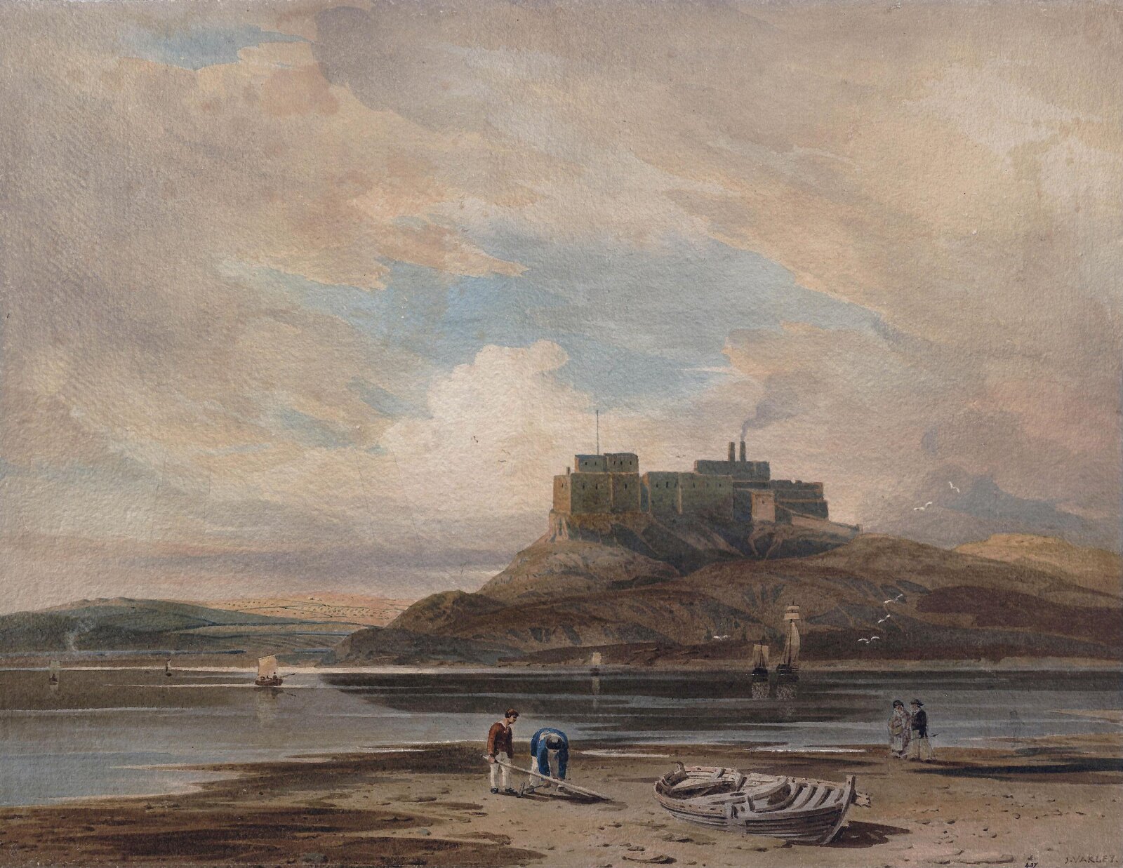 Holy Island, Northumberland, John Varley, ca. early 19th century