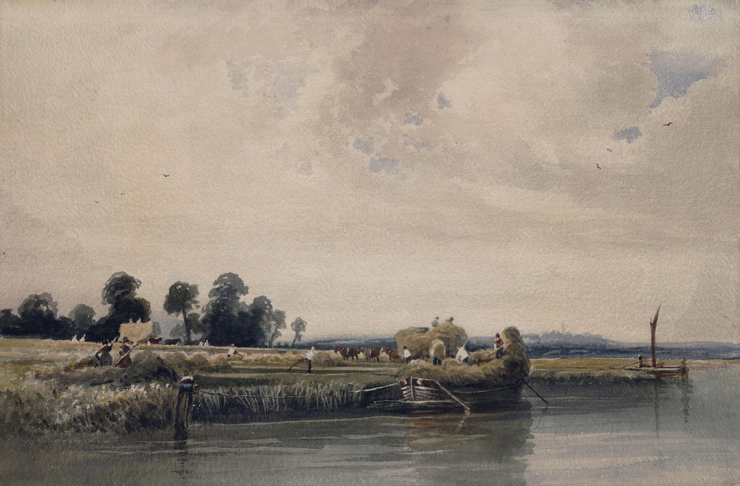 Carting Barley on the Trent, near Burton, Peter de Wint, ca. 1805-1849