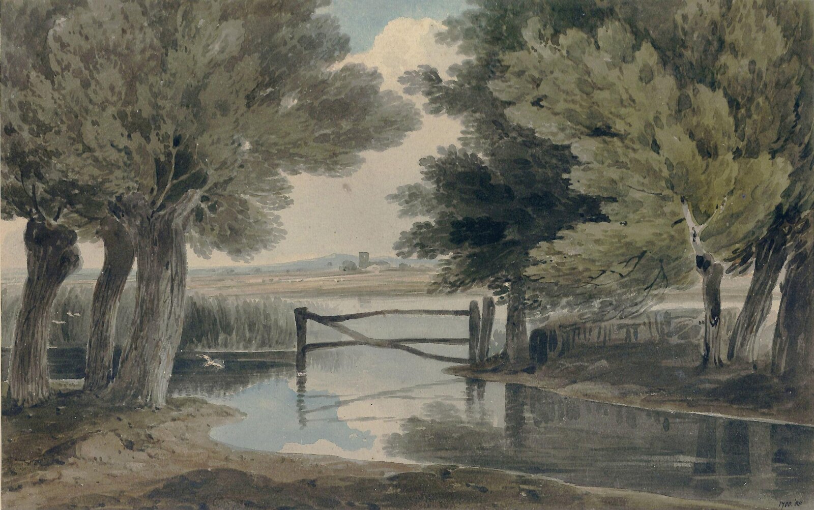 Landscape with pond and trees, 19th century