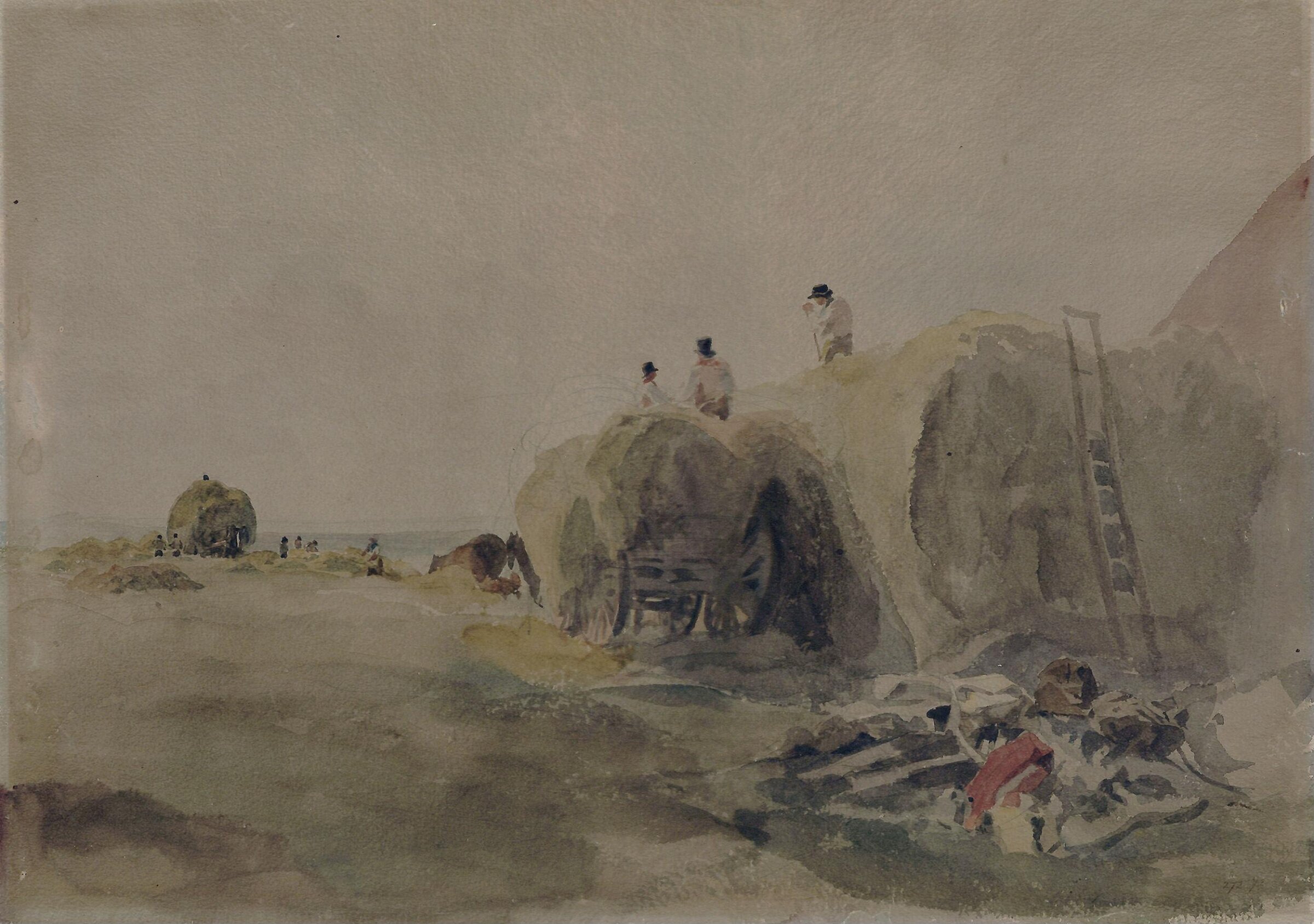 Stacking Hay, near Lincoln, de Wint, ca. 1805-49