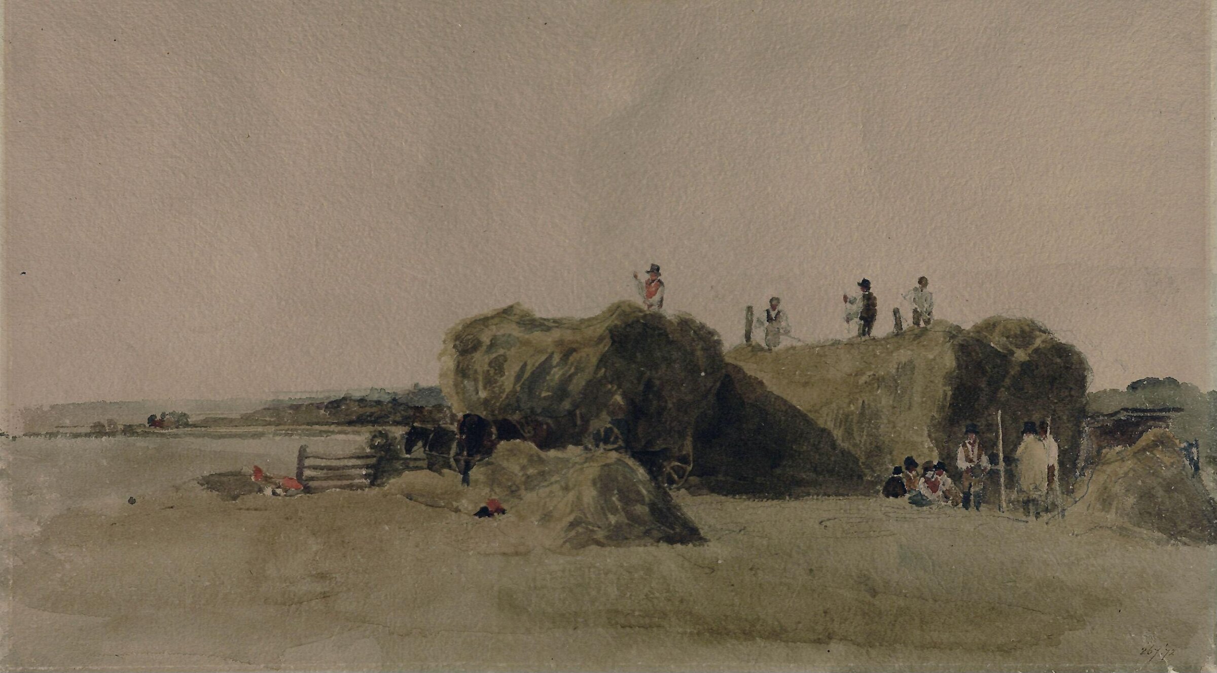 Rick making near Lincoln, de Wint, ca. 1805-49