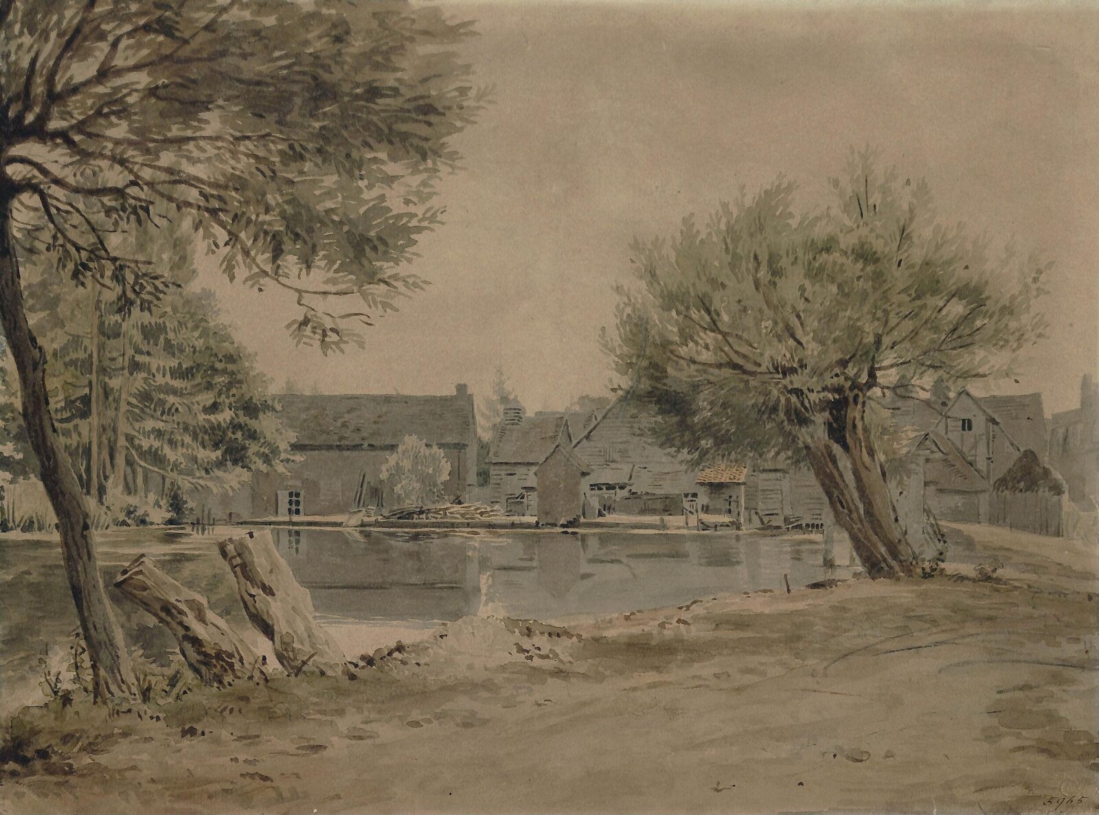 Mill at Mapledurham (?) on the Thames, Hunt, ca. 1810-60