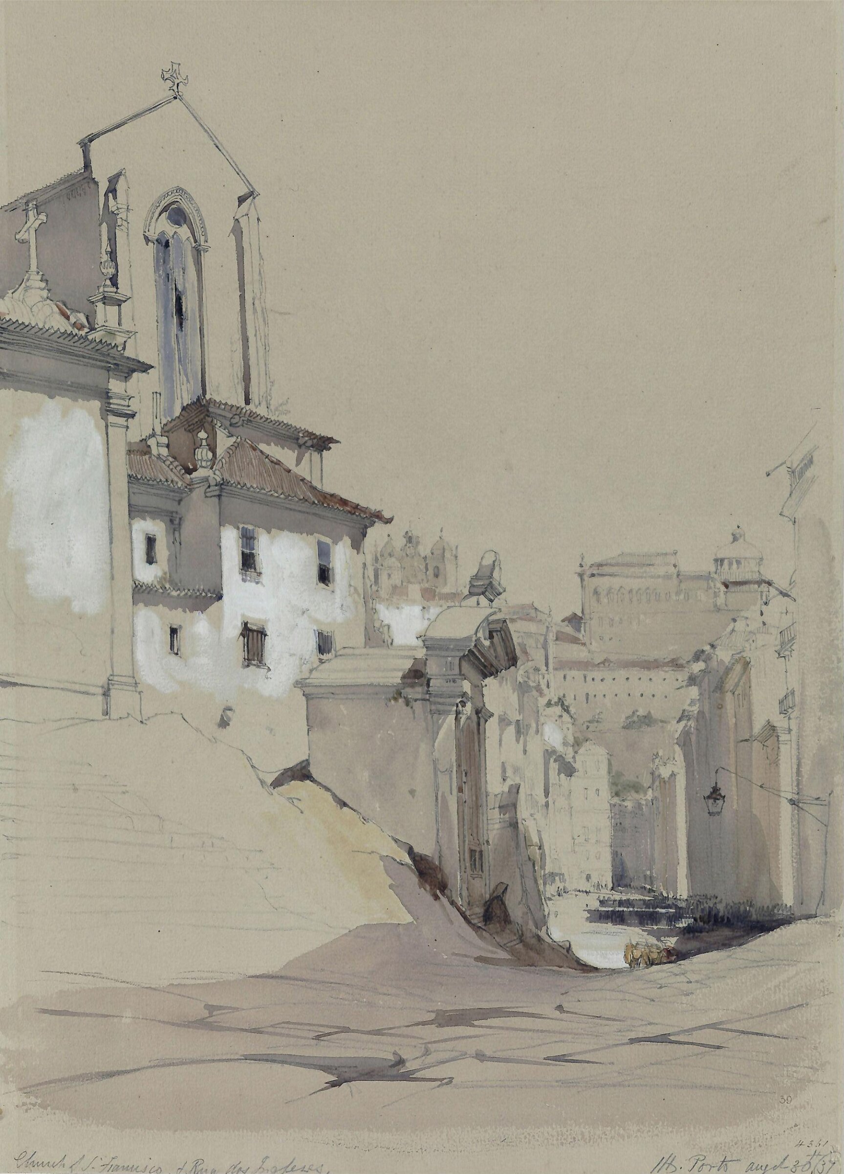 Church of San Francisco and Rua dos Ingleses, Oporto, James Holland, 1837