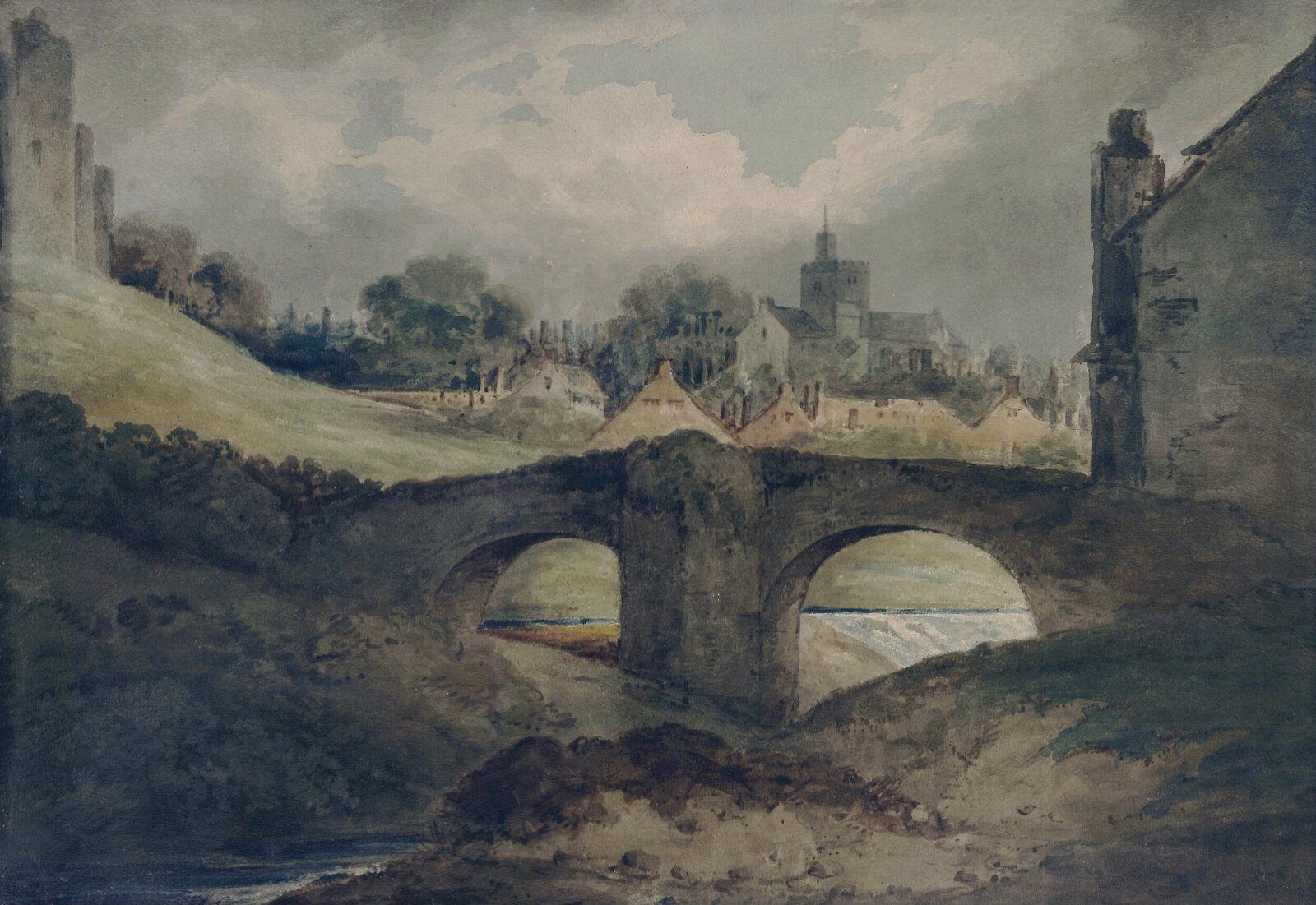 Brecon Town and Bridge, Benjamin Barker, ca. 1800- 1838