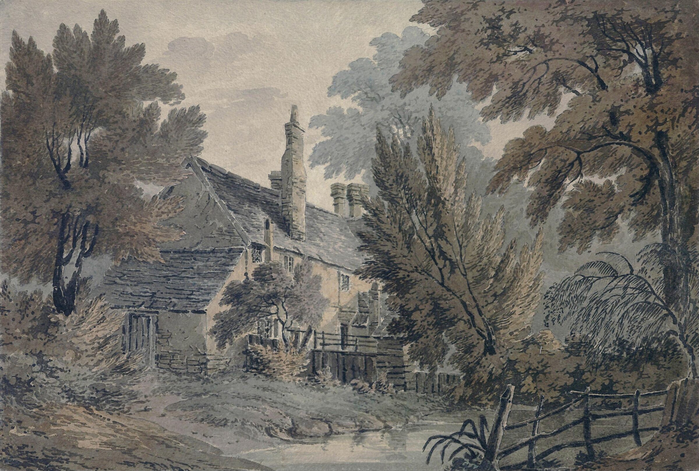 Landscape with House by a Pond, James Bourne, ca. 1800-1830