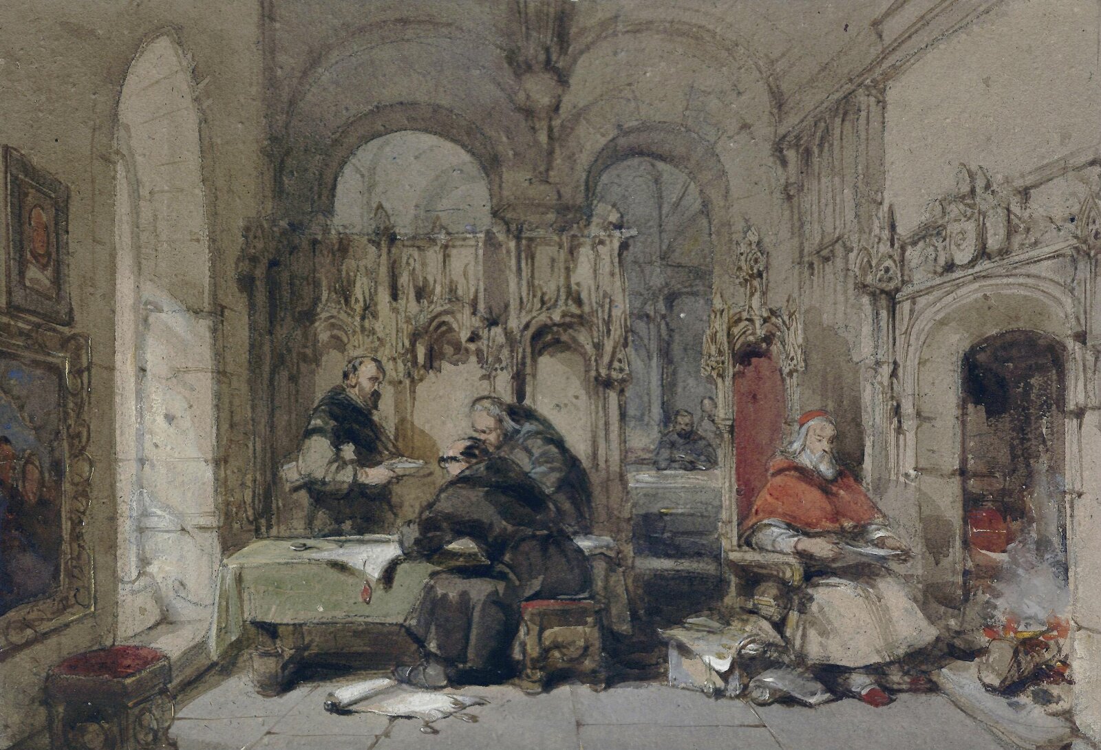 The Monk's Library, George Cattermole, ca. 1820-68