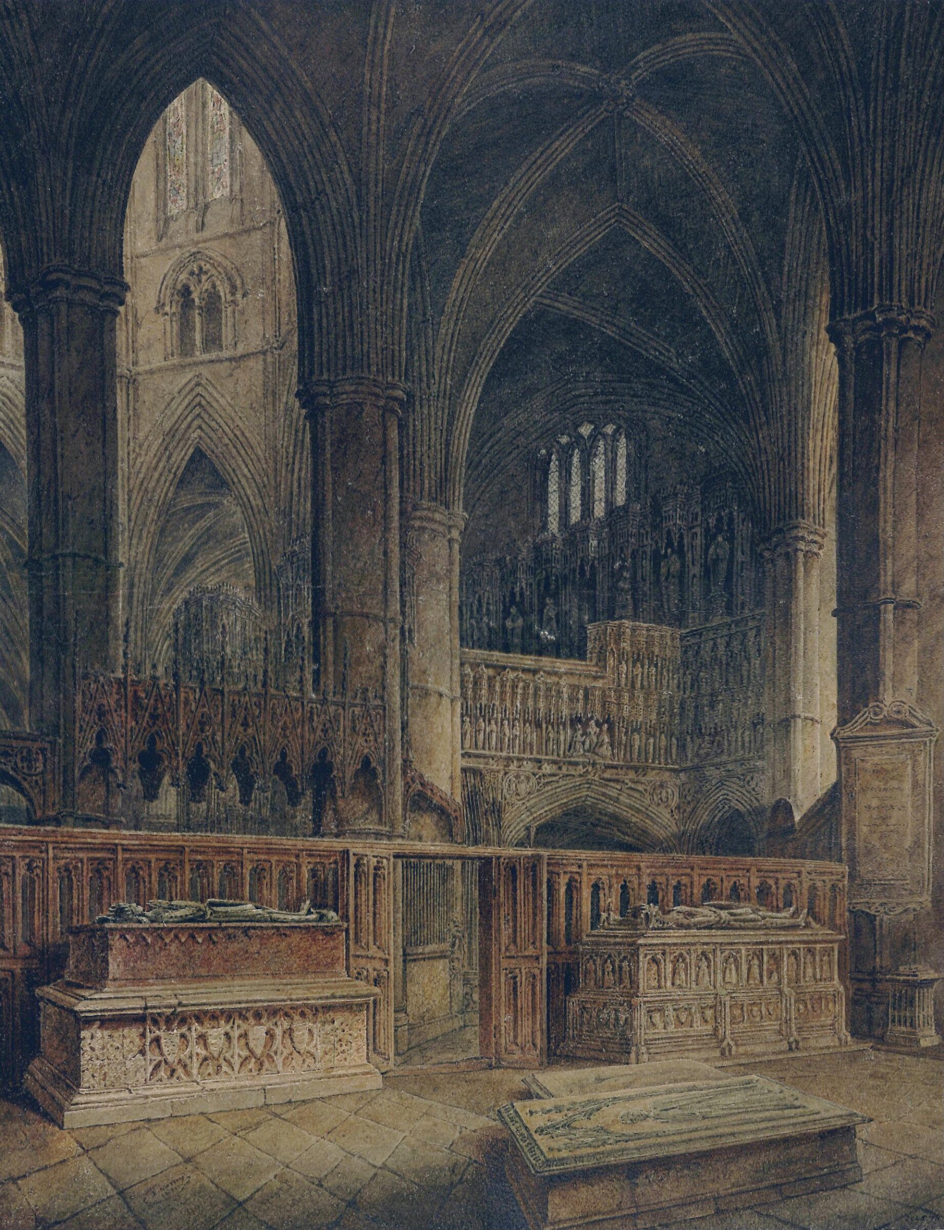 Interior of Edmund's Chapel, Westminster Abbey, John Coney, 1811