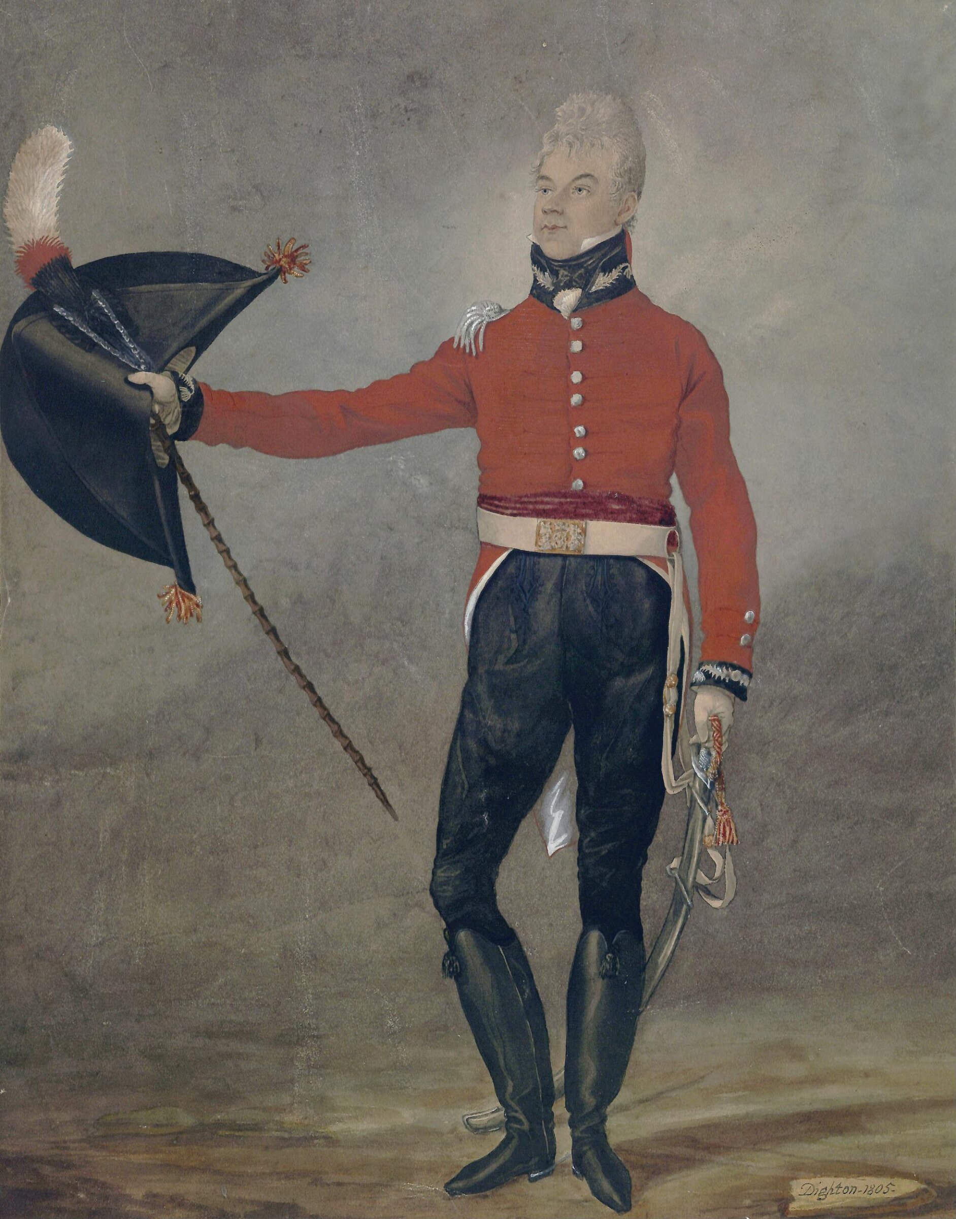 Watercolour portrait of a military officer, Robert Dighton, 1805