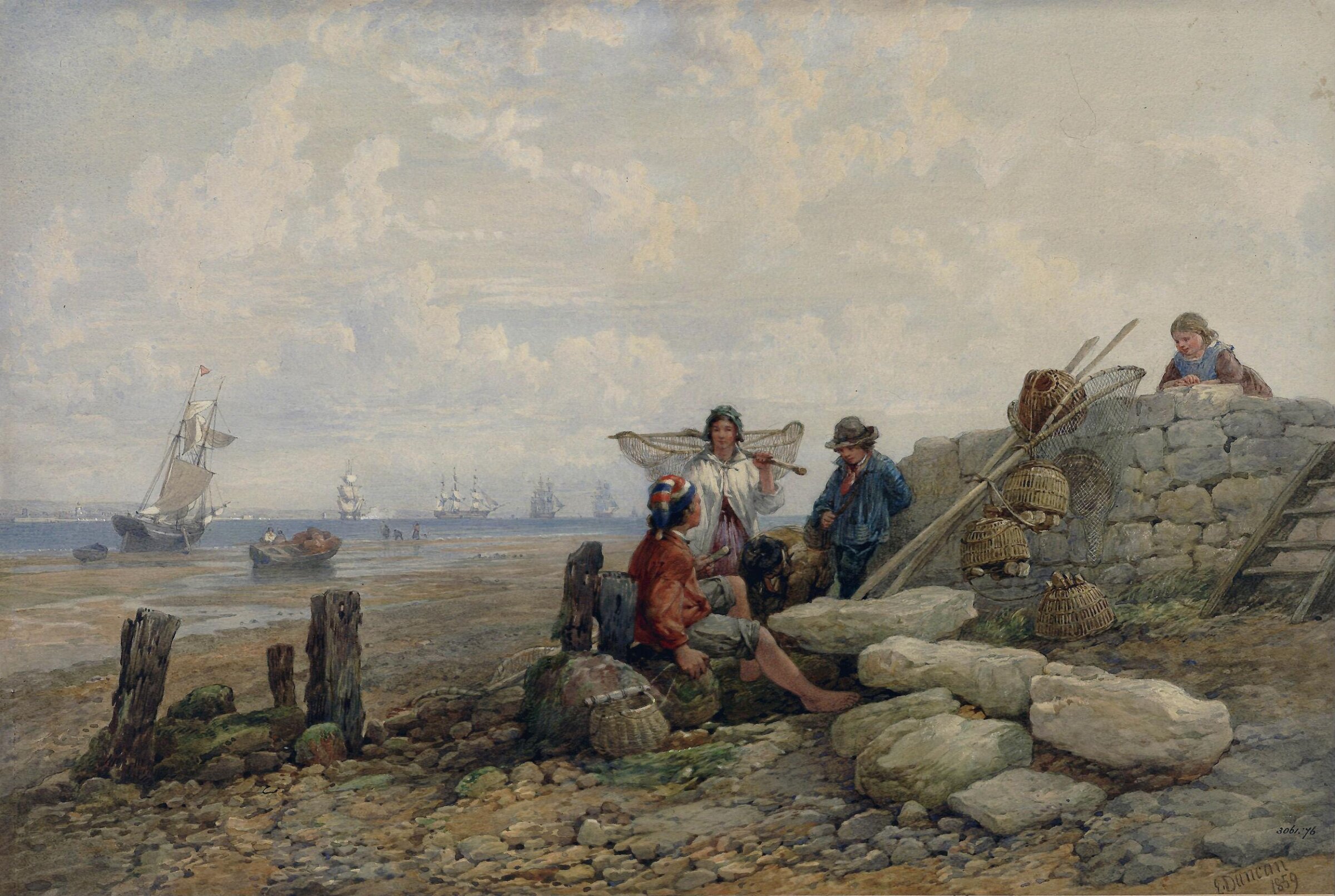 Isle of Wight: The Channel Fleet coming out of Portsmouth, Edward Duncan, 1859