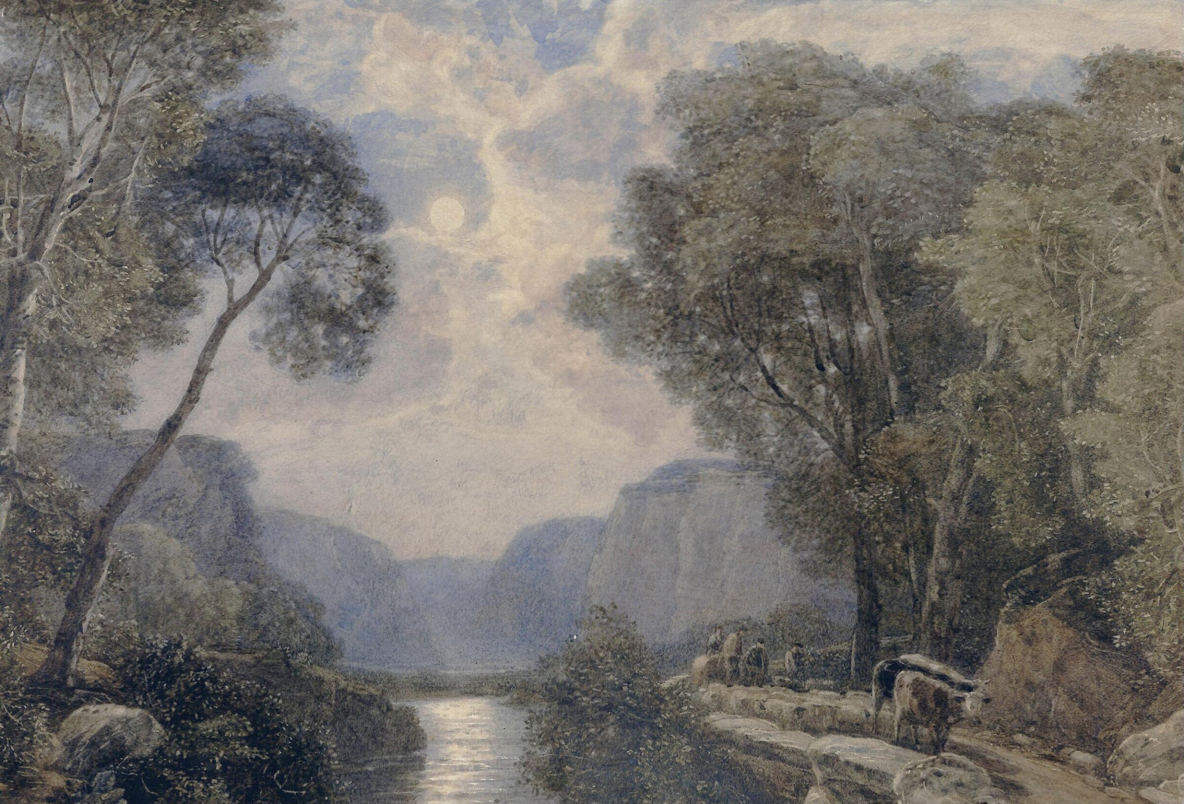 Landscape with River: Moonlight, Francis Oliver Finch, ca. 1825-62