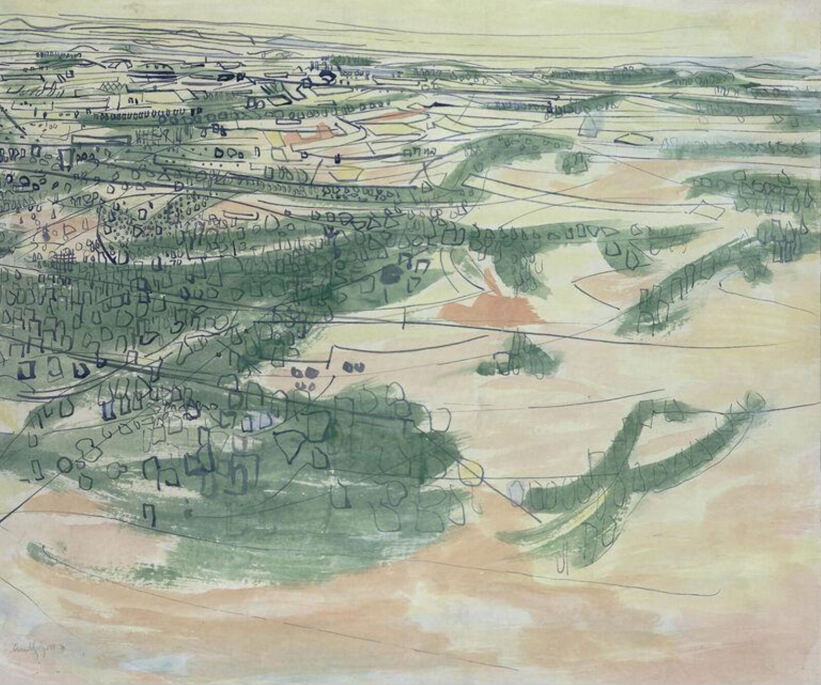 Distant Landscape with Woods, Anthony Gross, mid 20th century