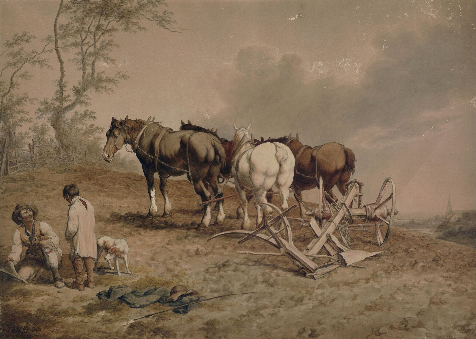 The Broken Plough, Robert Hills, 1804