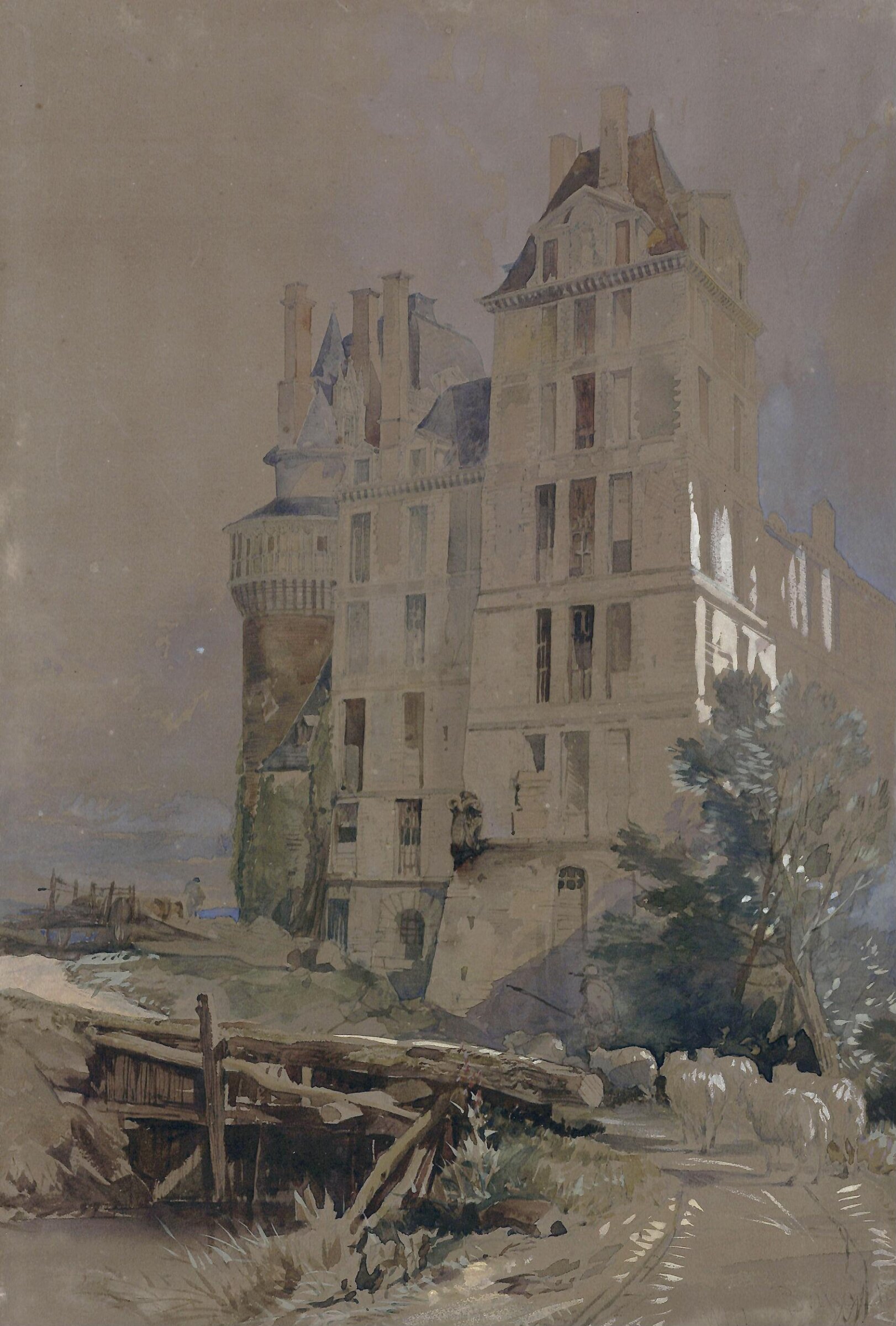 Chateau Brissac, Maine-et-Loire, William Muller, 1840