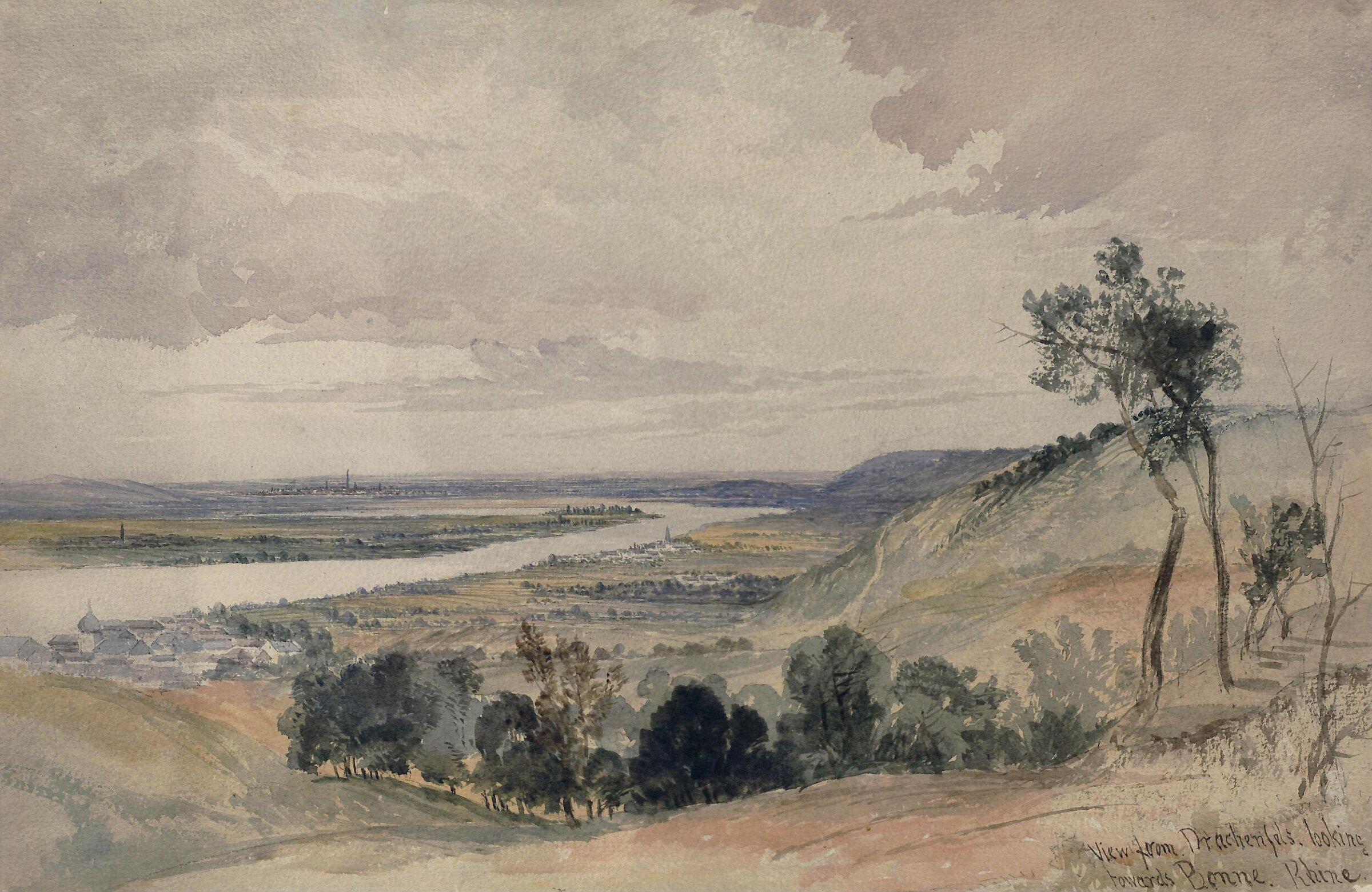 View from Drachenfels looking towards Bonne-Rhine, William James Müller, ca. 1837-1845