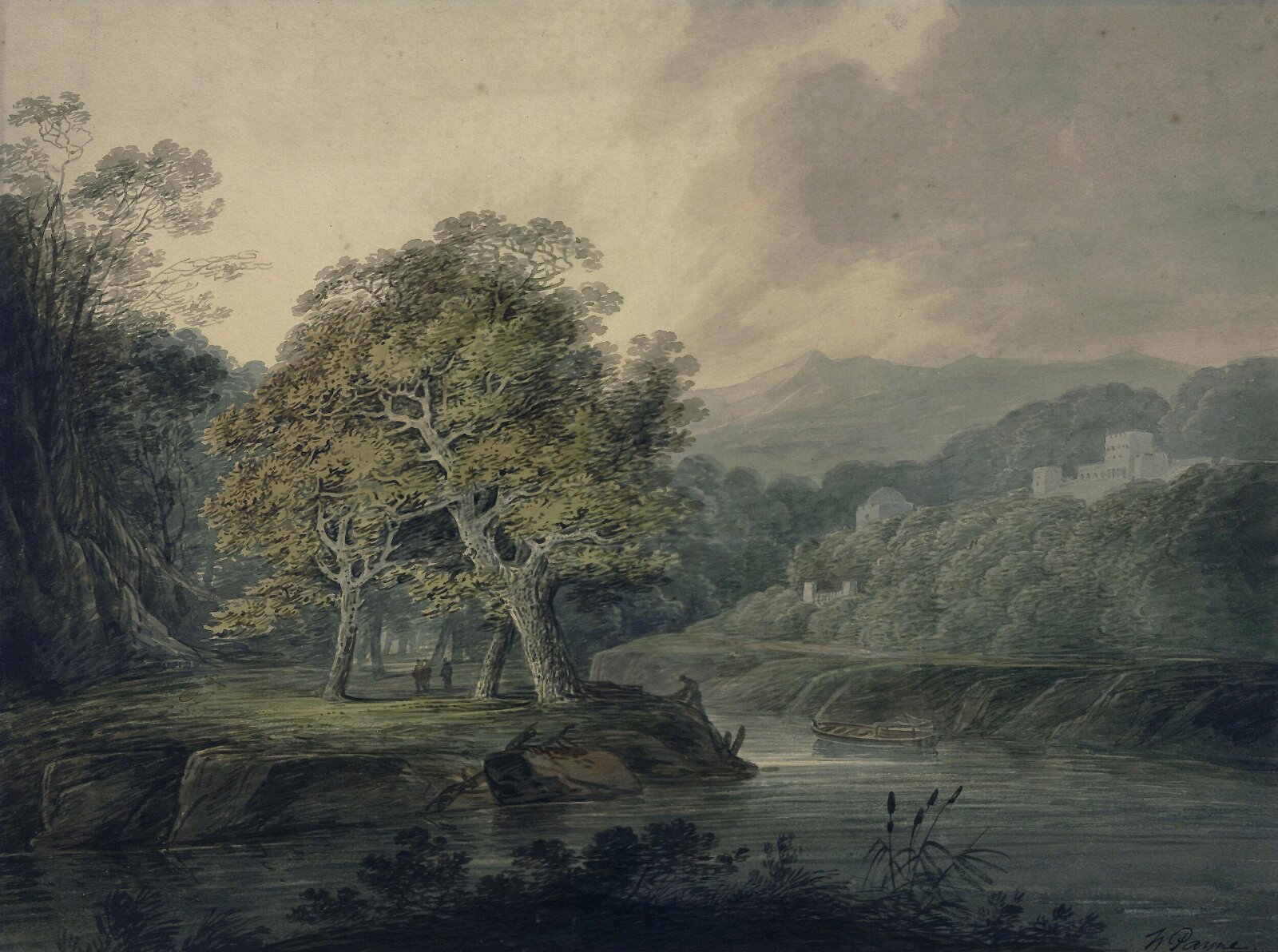 Landscape with river and mountains, William Payne, ca. 1776 - ca. 1830