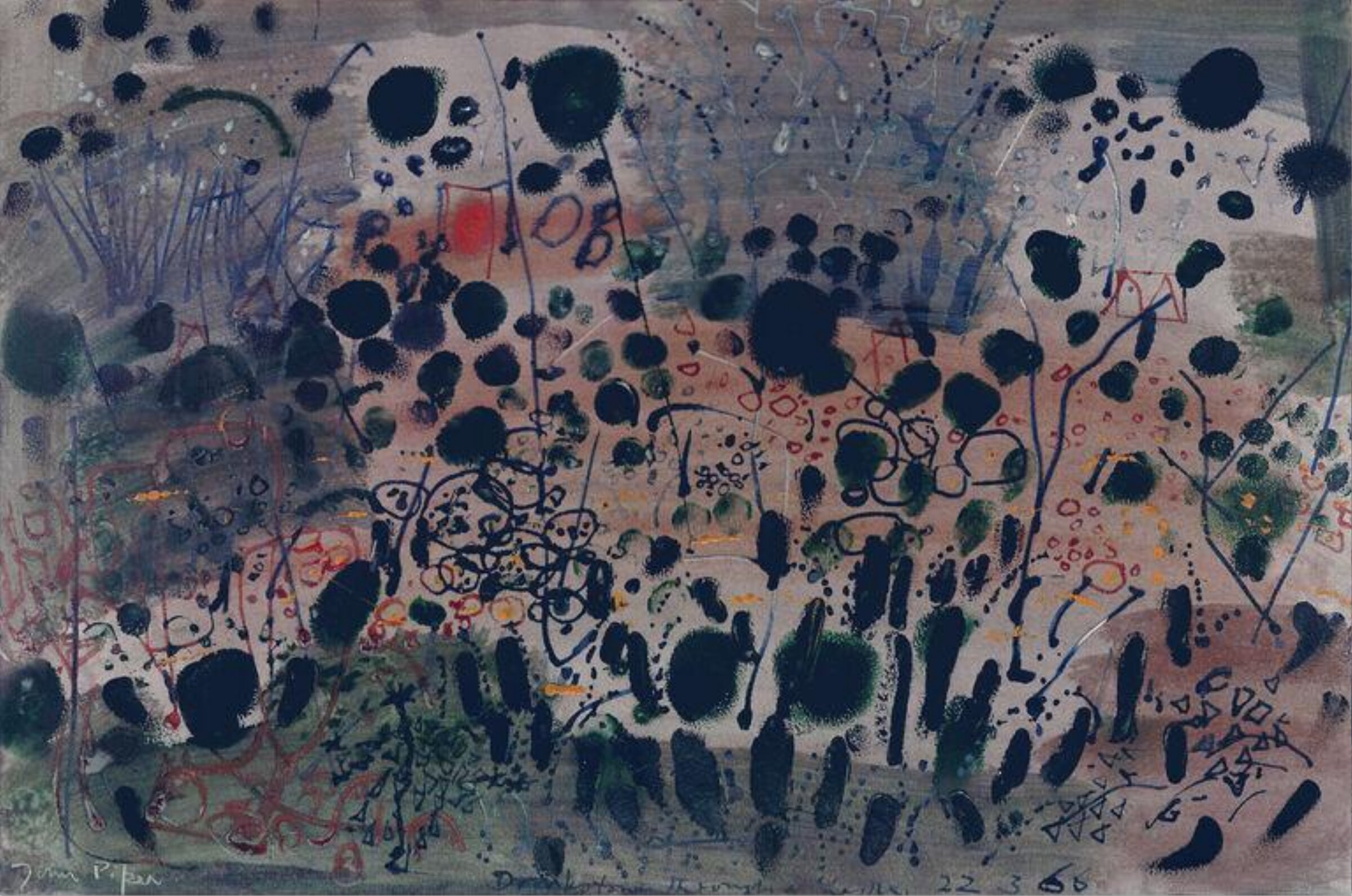 Drinkstone through a hedge, John Piper, 1966