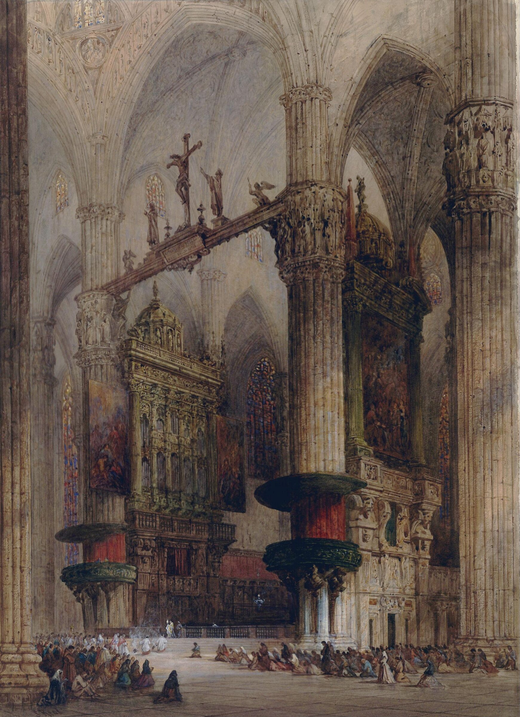 Interior of Milan Cathedral, Samuel Read, 1840-60