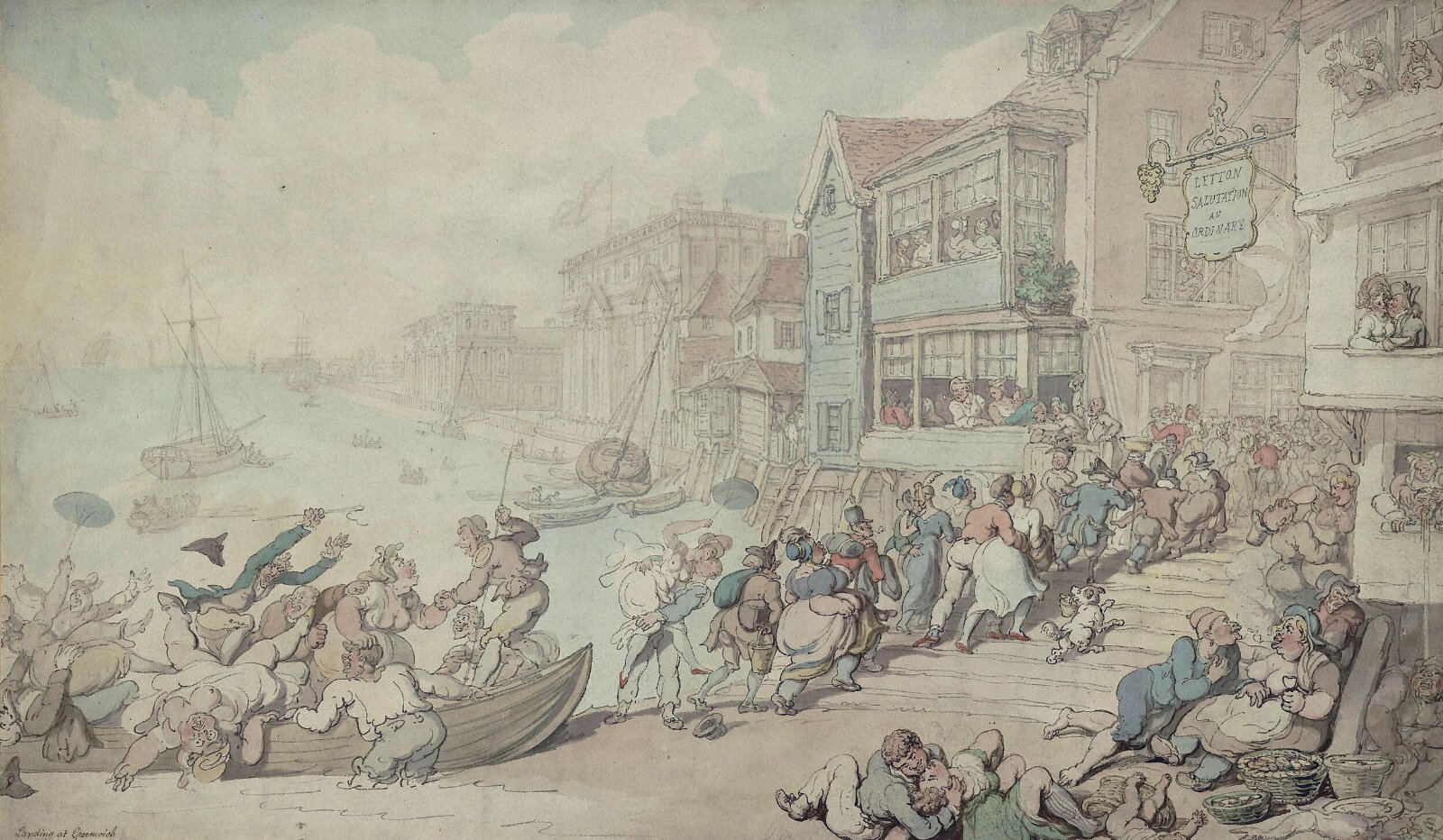 Landing at Greenwich, Thomas Rowlandson, ca. 1780-1825