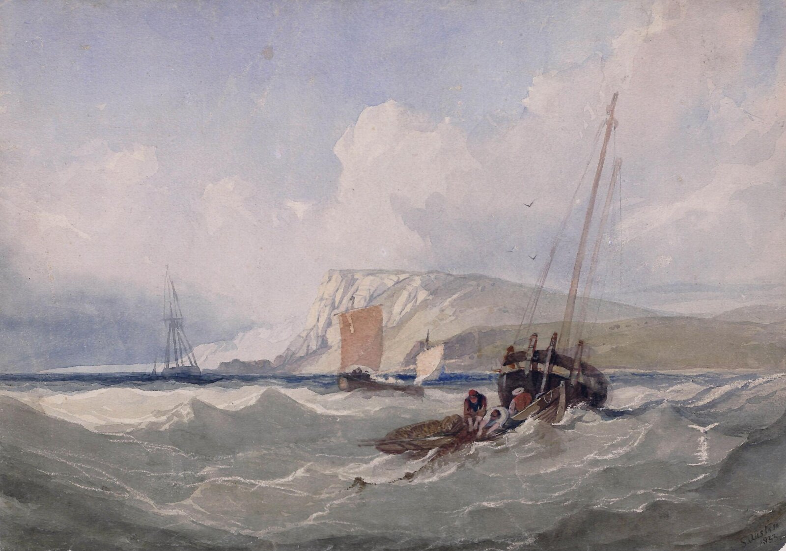 Fishing boat off Eastbourne, Samuel Austin, ca. 1810 - 1834