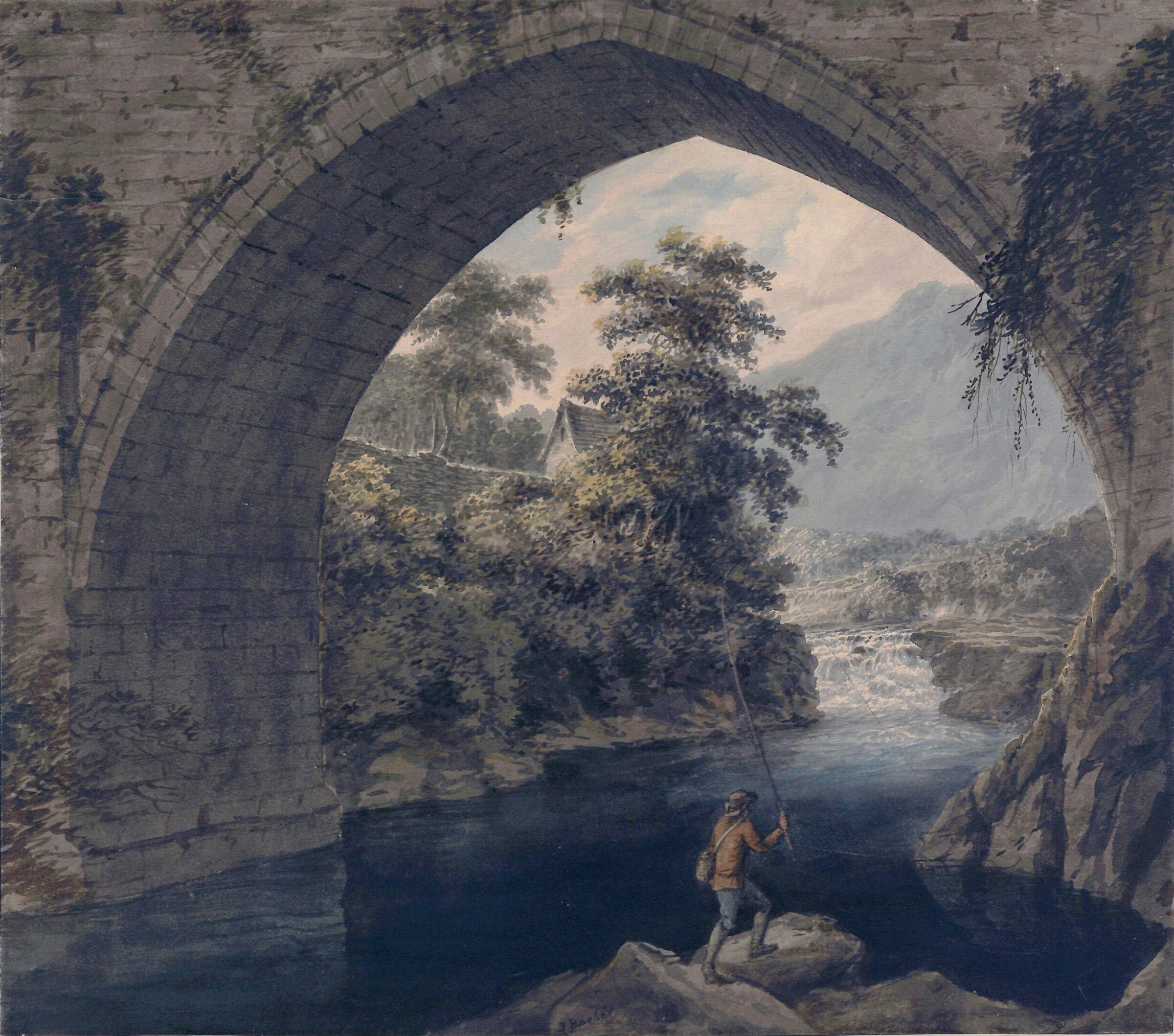 The North Arch of Llangollen Bridge, Joseph Barber, 1802