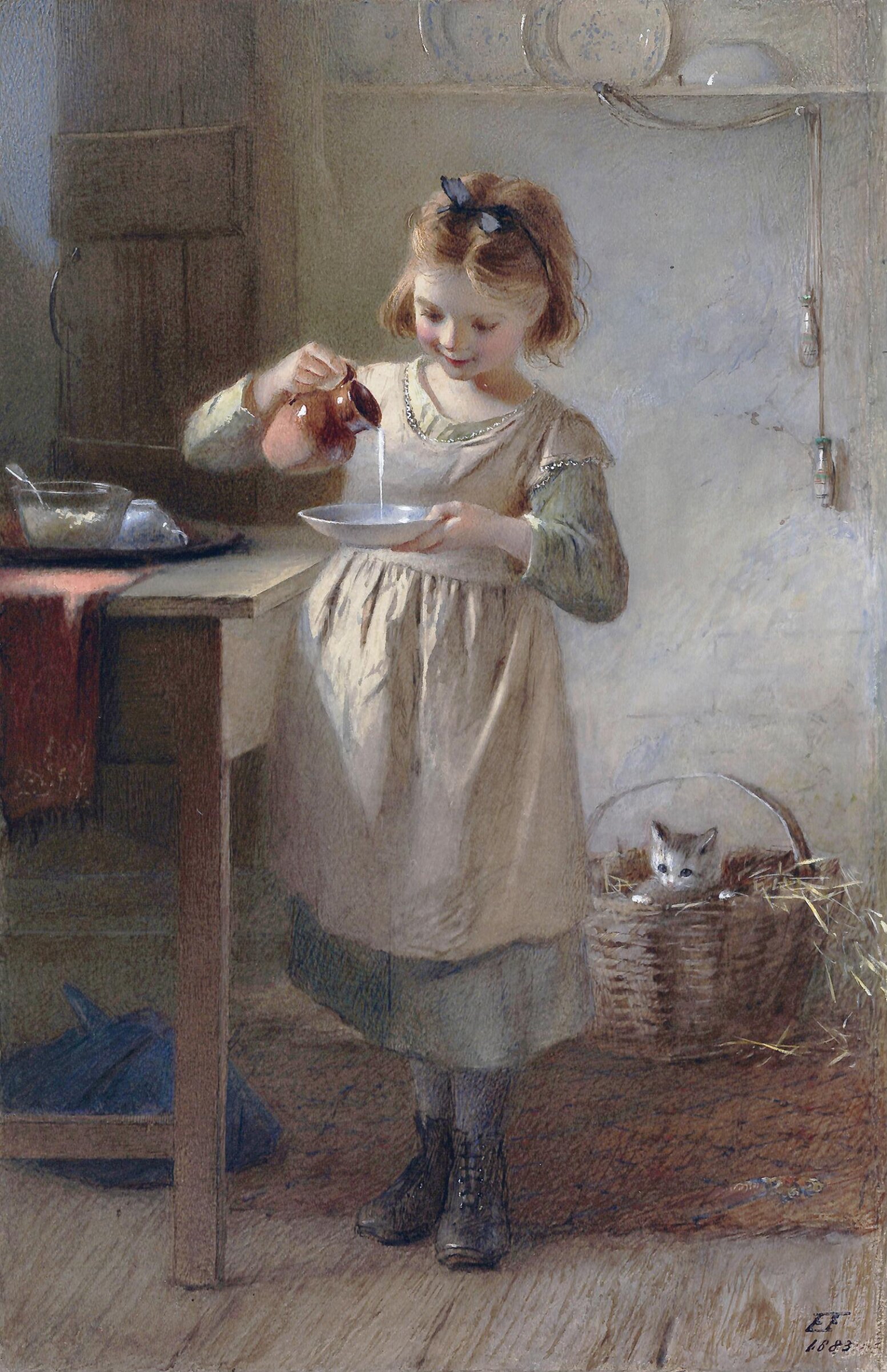Kitty's Breakfast, Emily Farmer, 1883