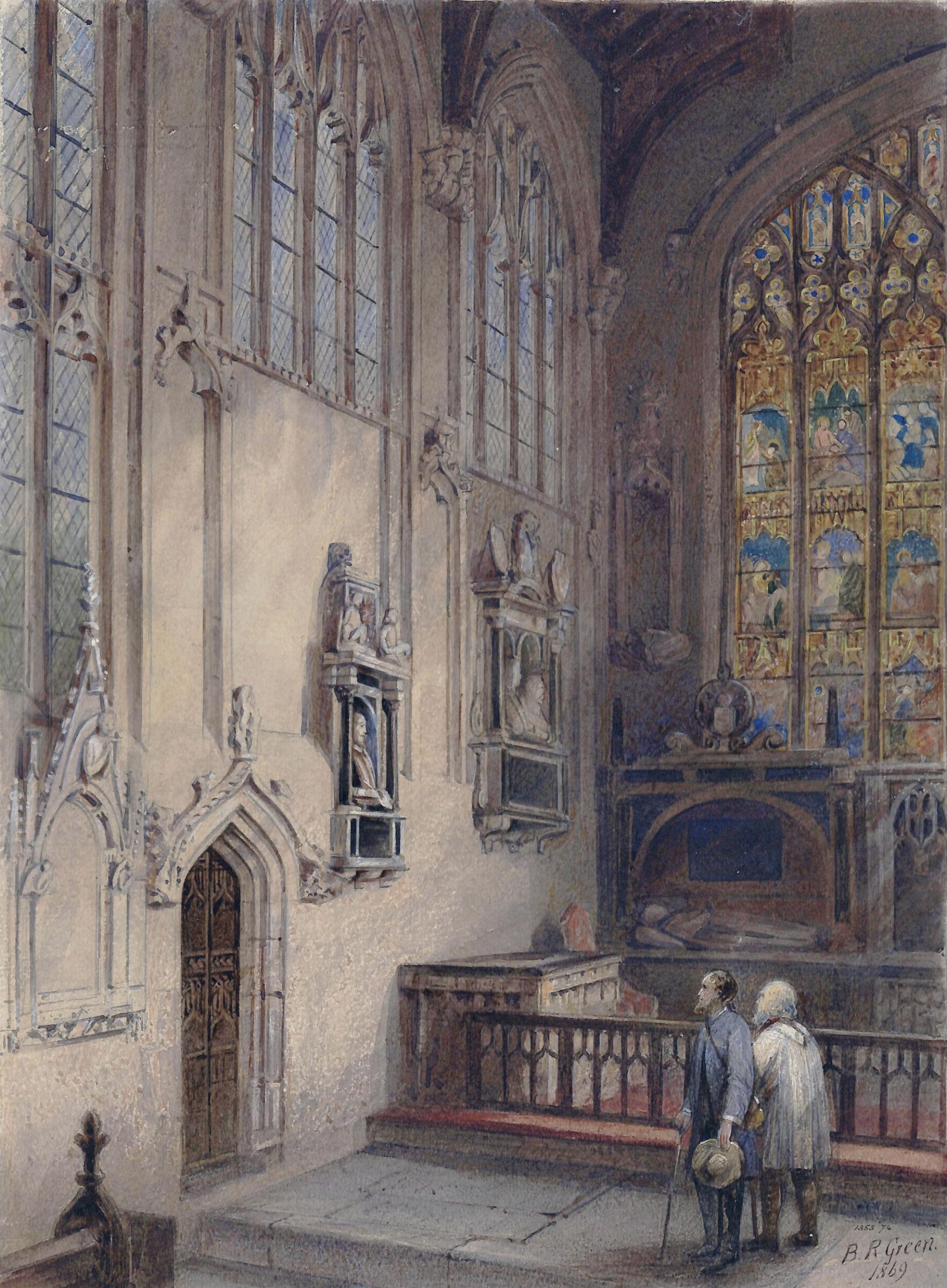 Interior of Stratford-on-Avon church, showing Shakespeare's Monument, Benjamin Green, 1869