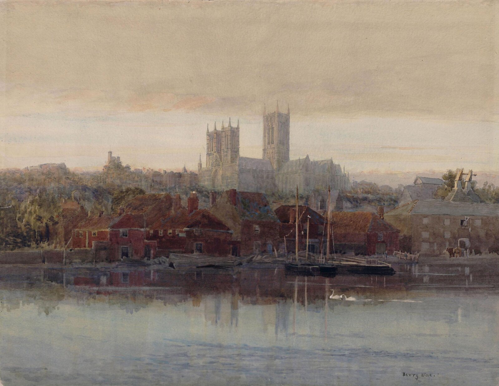 Lincoln Cathedral, from the River, Harry Hine, 1875-1925