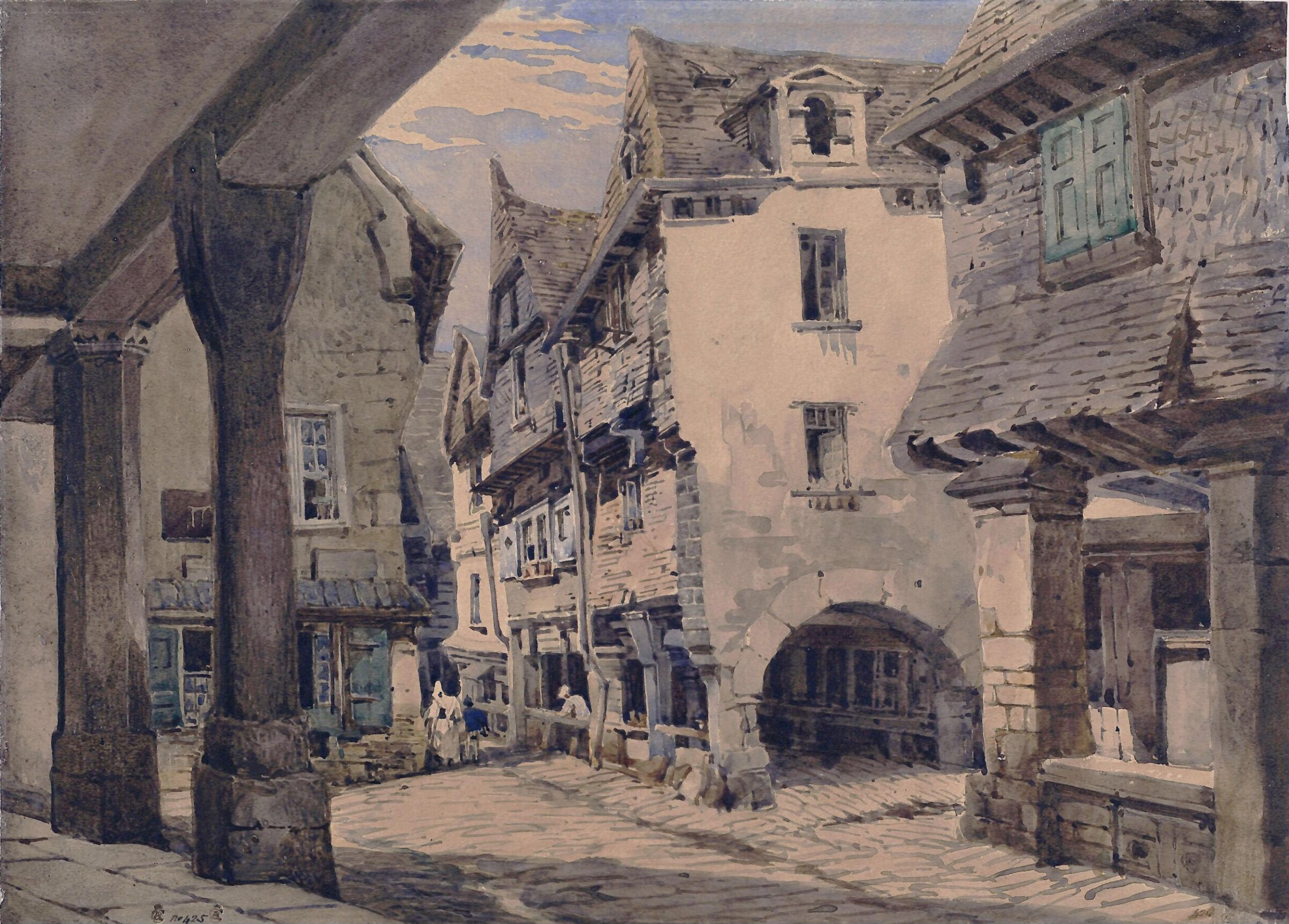 Old Houses, Vitré, Charles Claude Pyne, ca. mid 19th century