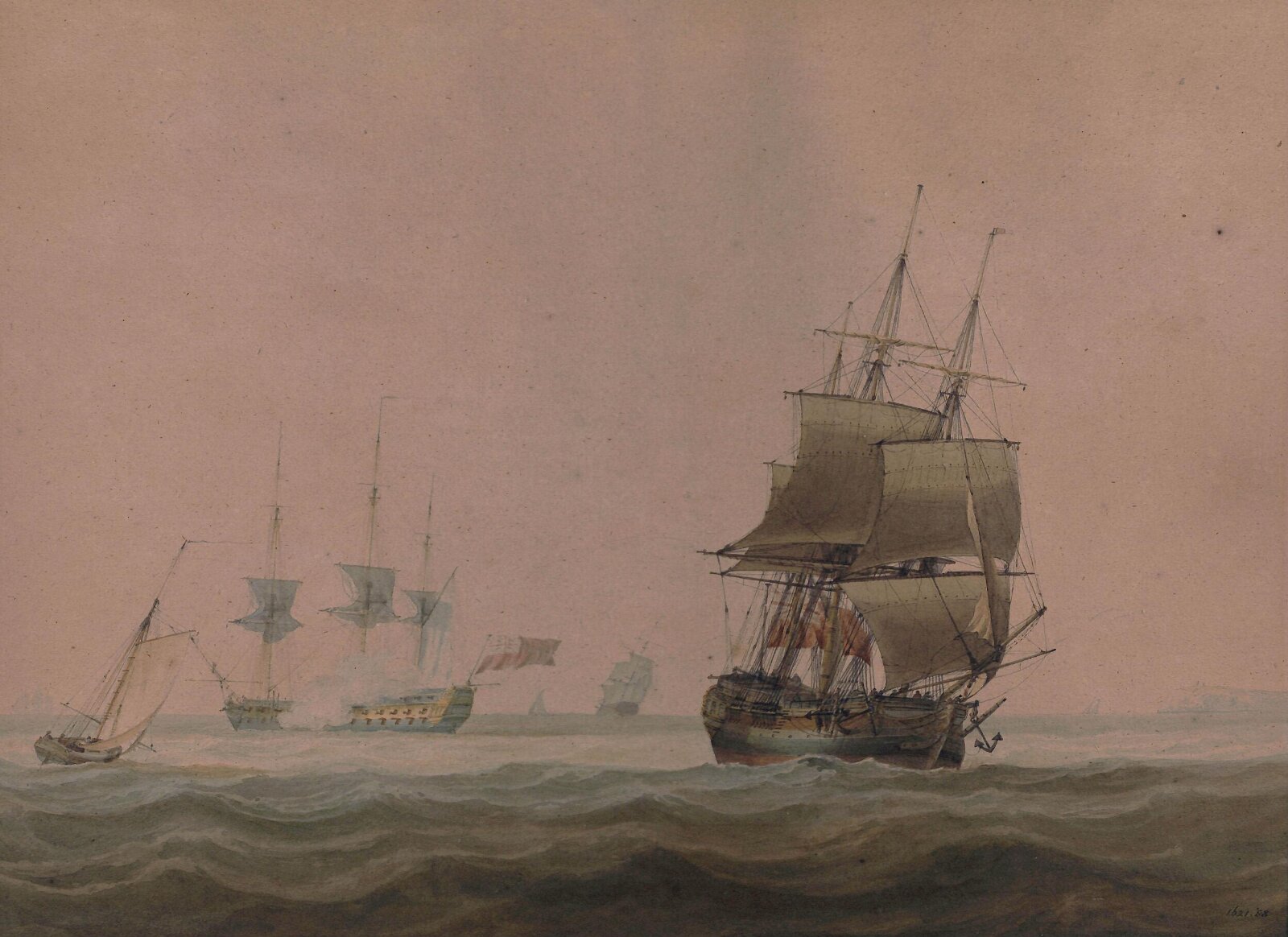 Shipping off the north foreland, Samuel Owen, ca. 1790-1857