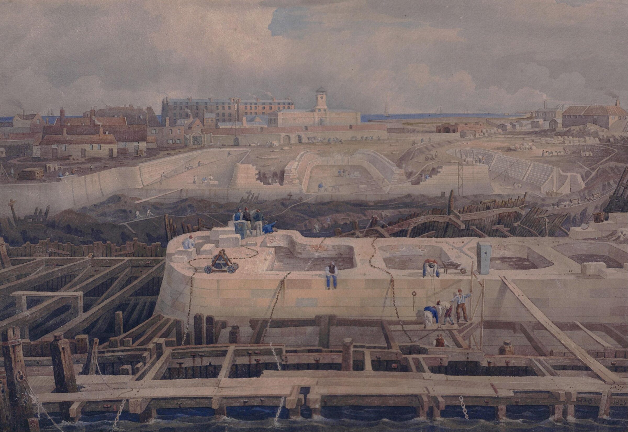 Construction of Docks, Henry Barlow Carter, 1827