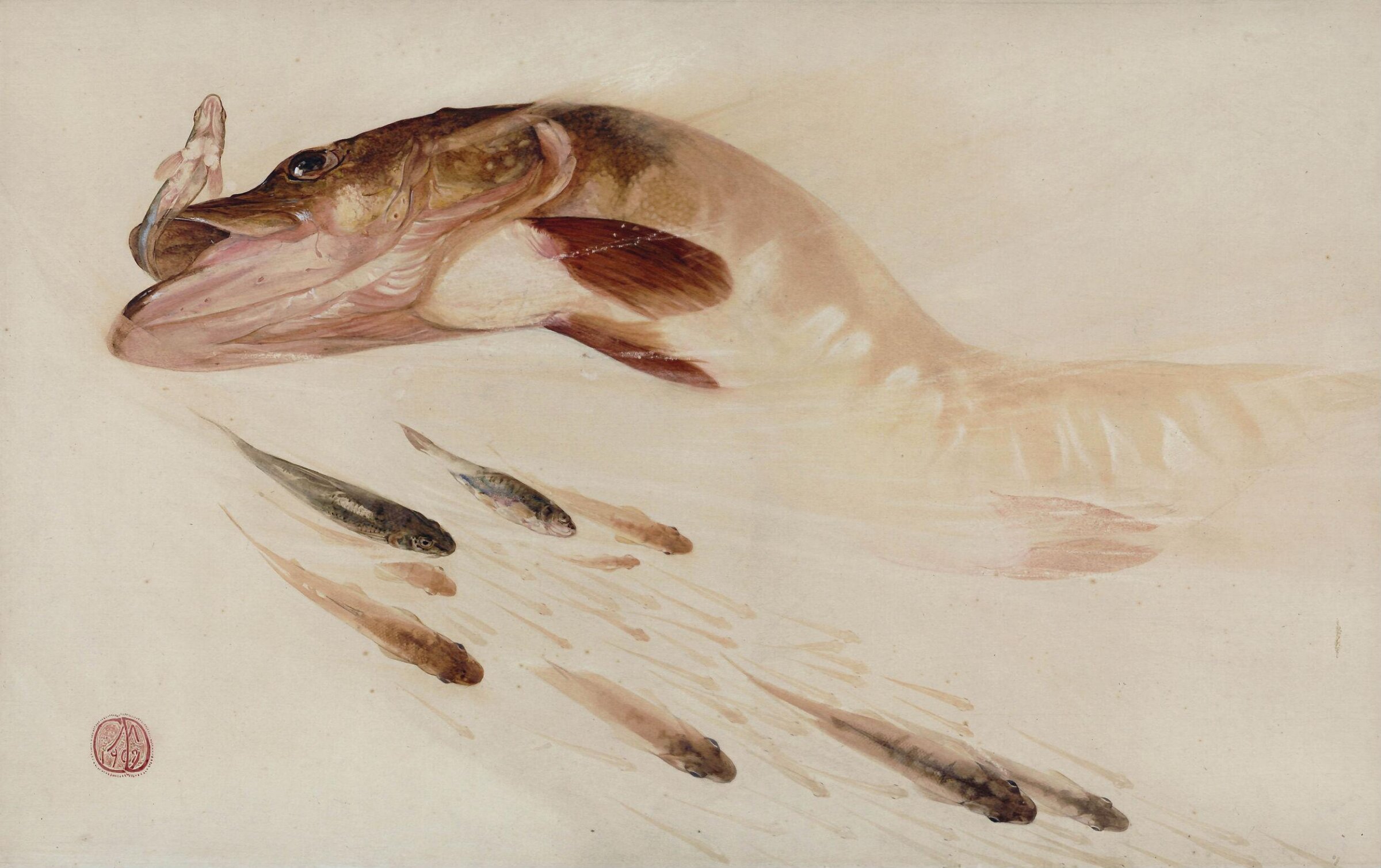 A Pike Pursuing Small Fish, Charles Maurice Detmold, 1902