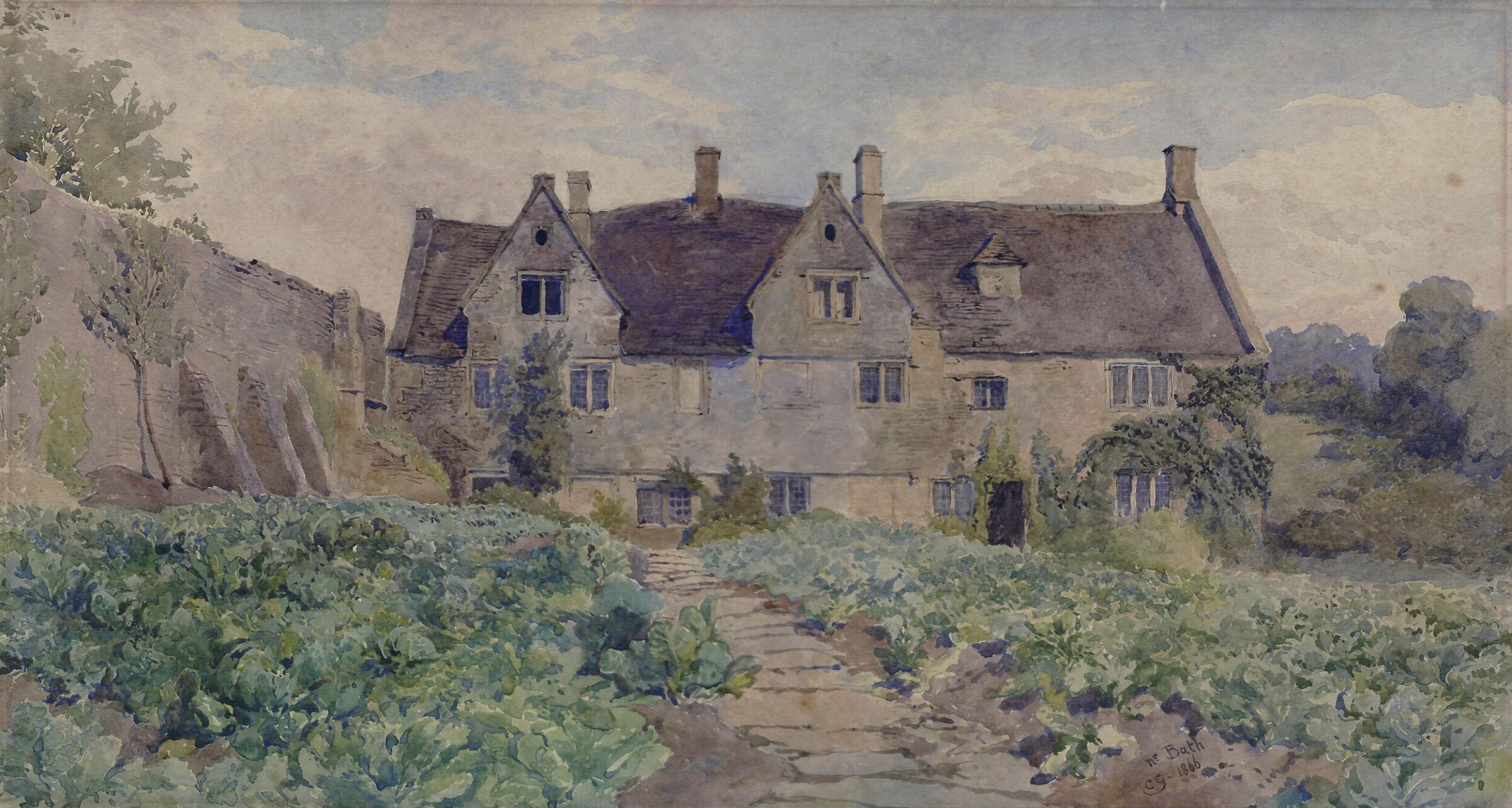 Old houses near Bath, Charles Green, 1866