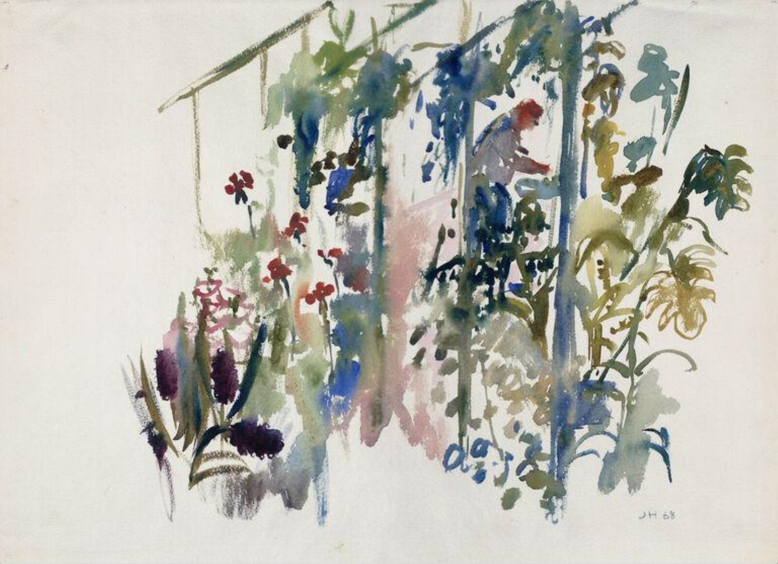Man in a greenhouse, Joan Hodes, 1968
